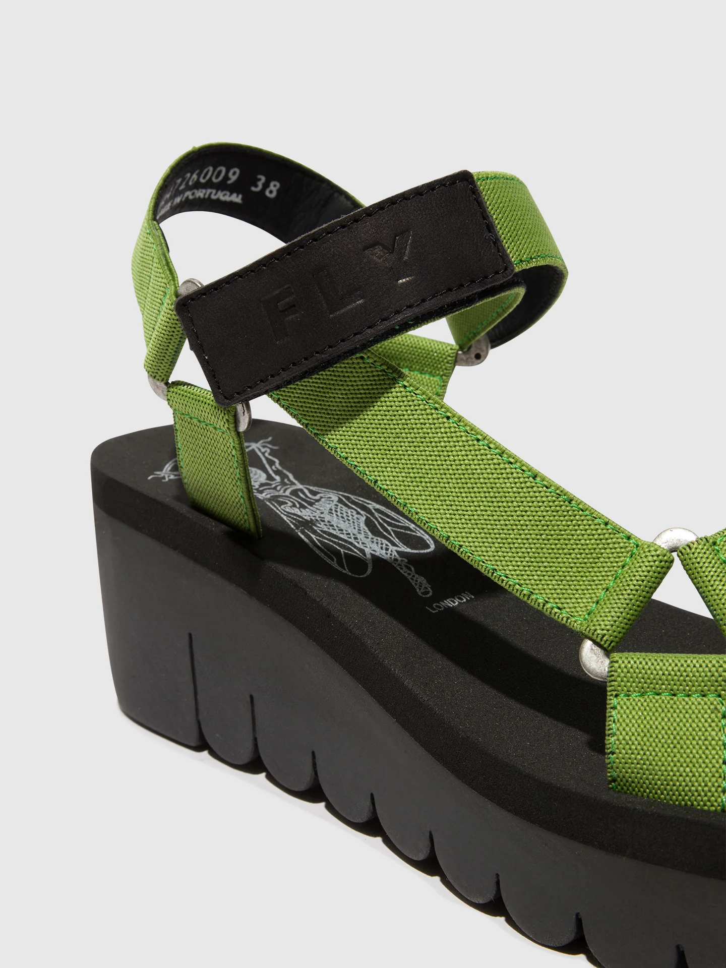 Velcro Sandals YEFA726FLY BLACK/AVOCADO (BLACK - Image 4