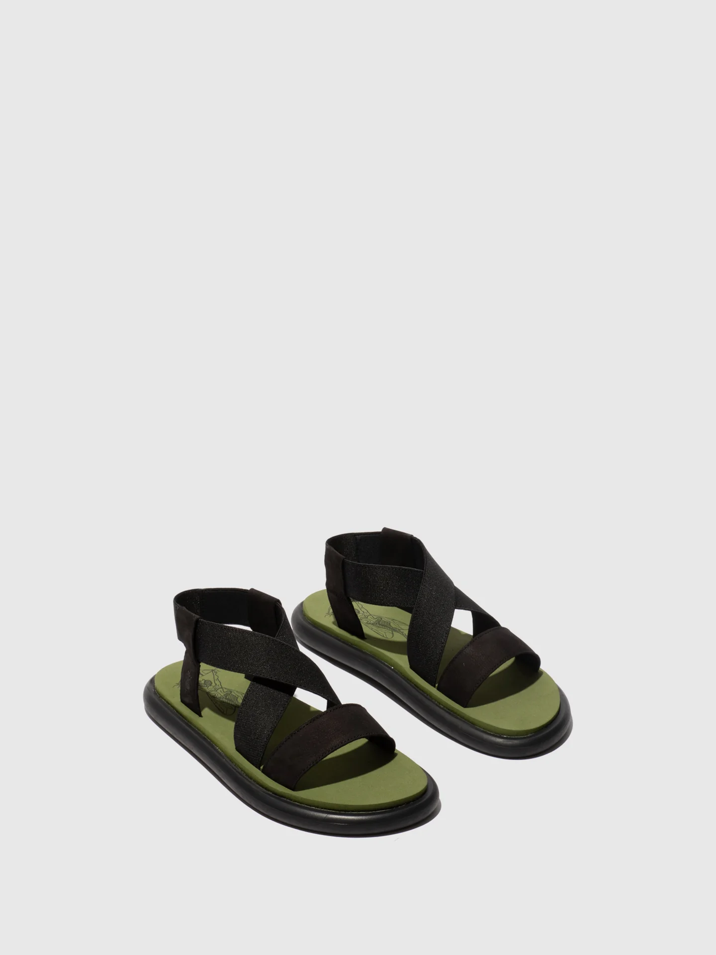 Sling-Back Sandals OAKE067FLY BLACK/BLACK/ARMY GREEN - Image 2