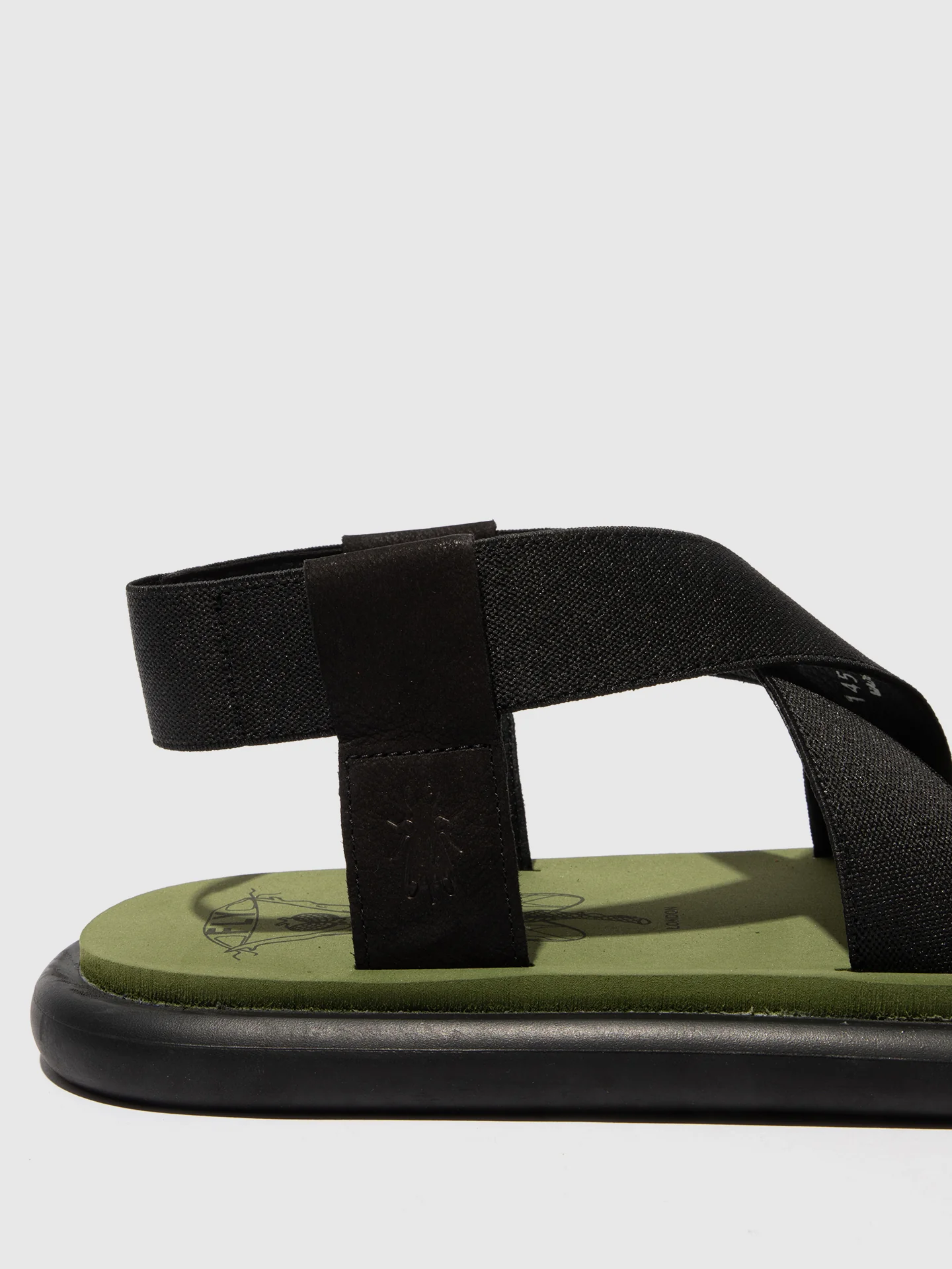 Sling-Back Sandals OAKE067FLY BLACK/BLACK/ARMY GREEN - Image 4