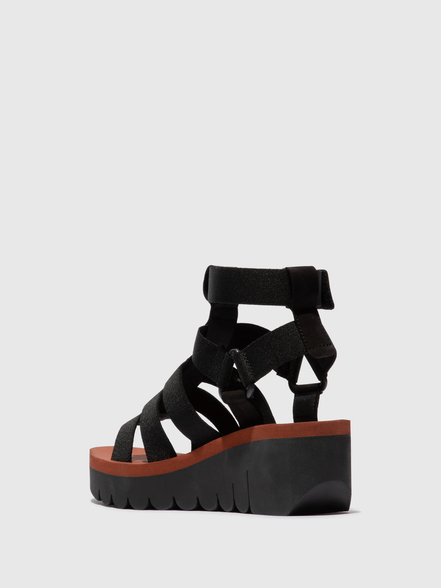 Strappy Sandals YUFI032FLY BLACK/BLACK/BRICK - Image 3