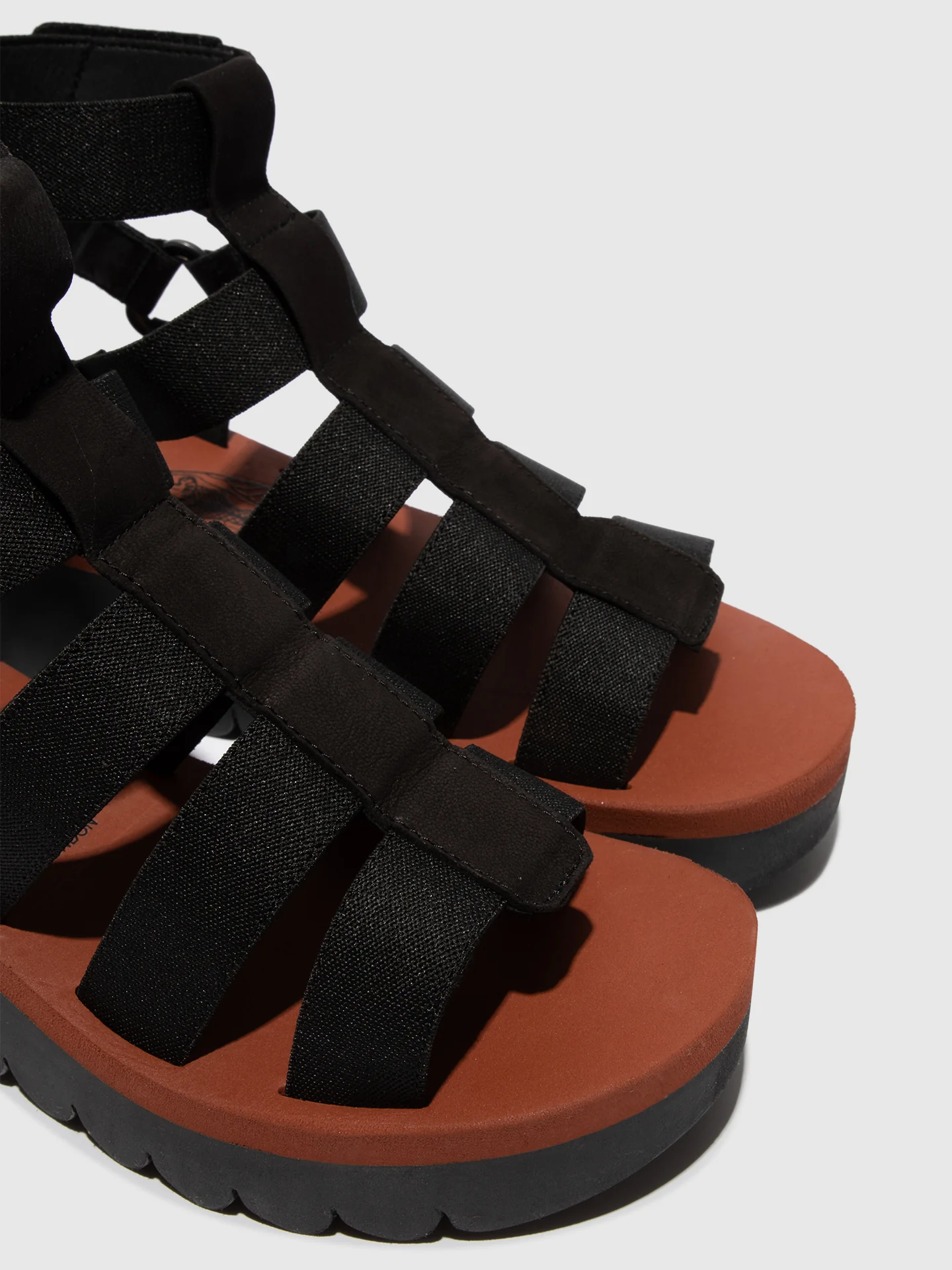 Strappy Sandals YUFI032FLY BLACK/BLACK/BRICK - Image 4