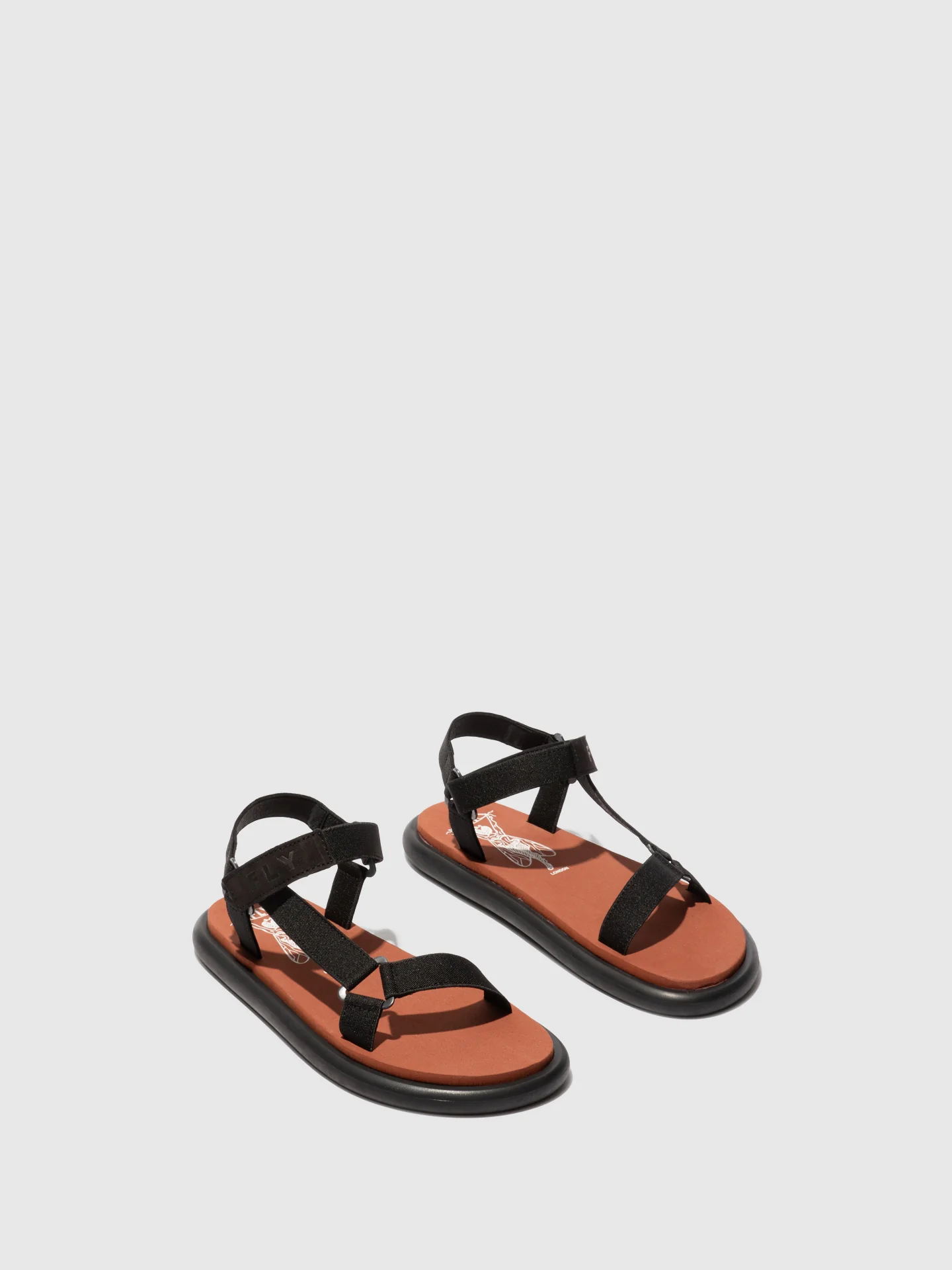 T-Strap Sandals OLIE072FLY BLACK/BLACK/BRICK - Image 2