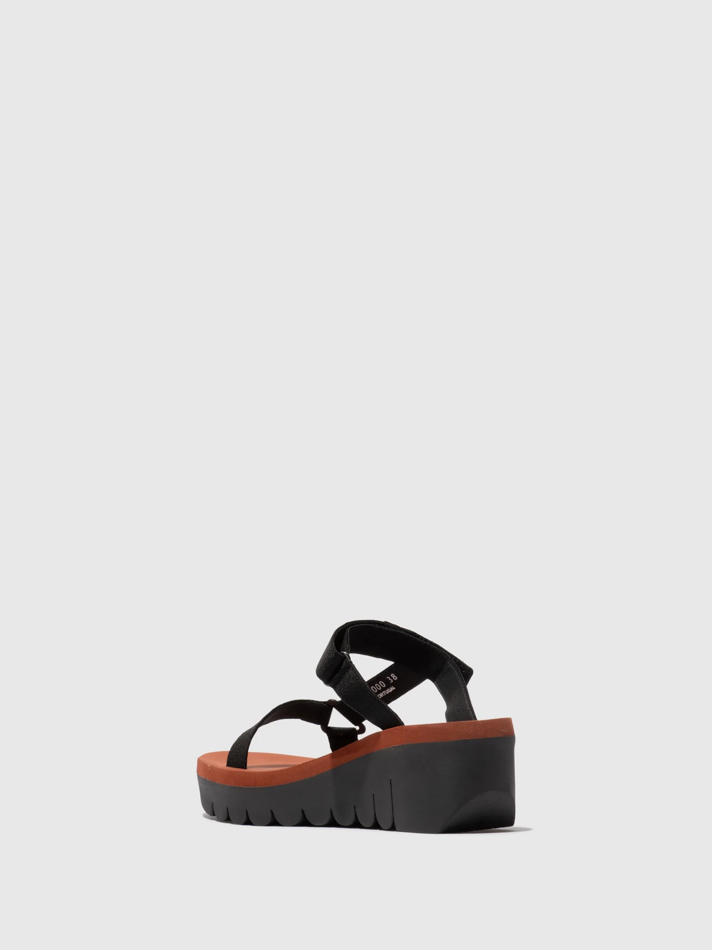 T-Strap Sandals YAKA037FLY BLACK/BLACK/BRICK - Image 3