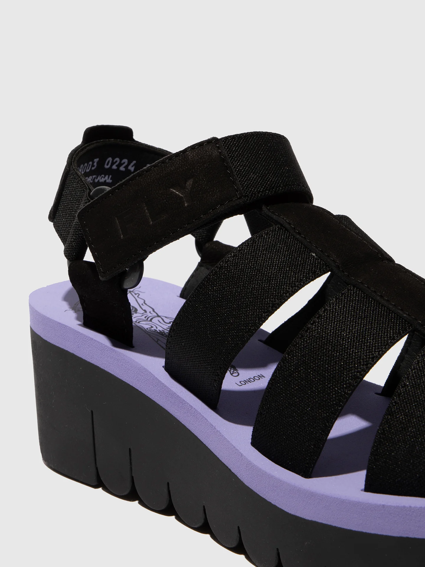 Strappy Sandals YOJI198FLY BLACK/BLACK/VIOLET - Image 4
