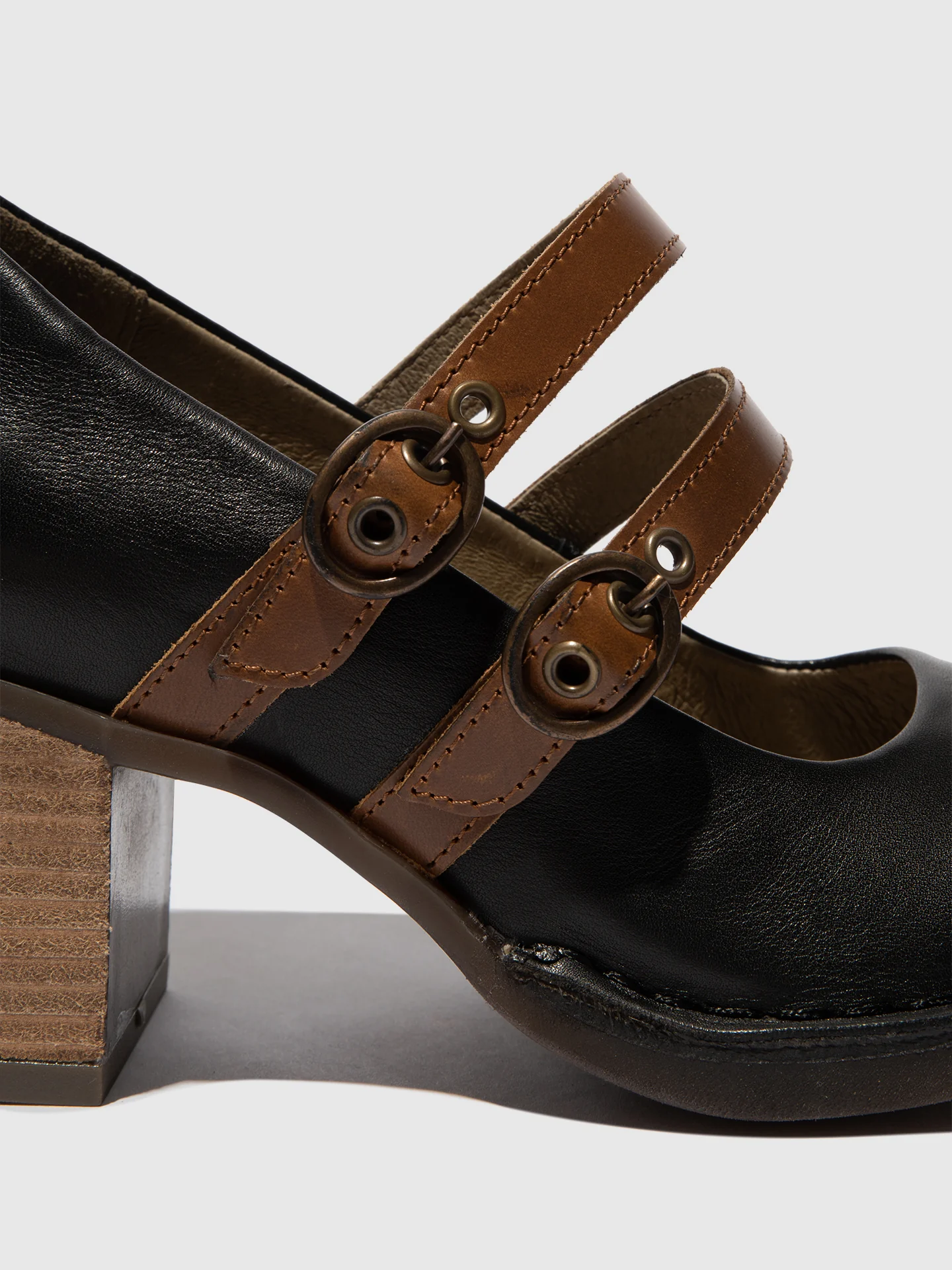 Double Buckle Shoes BALY106FLY BLACK/CAMEL - Image 4