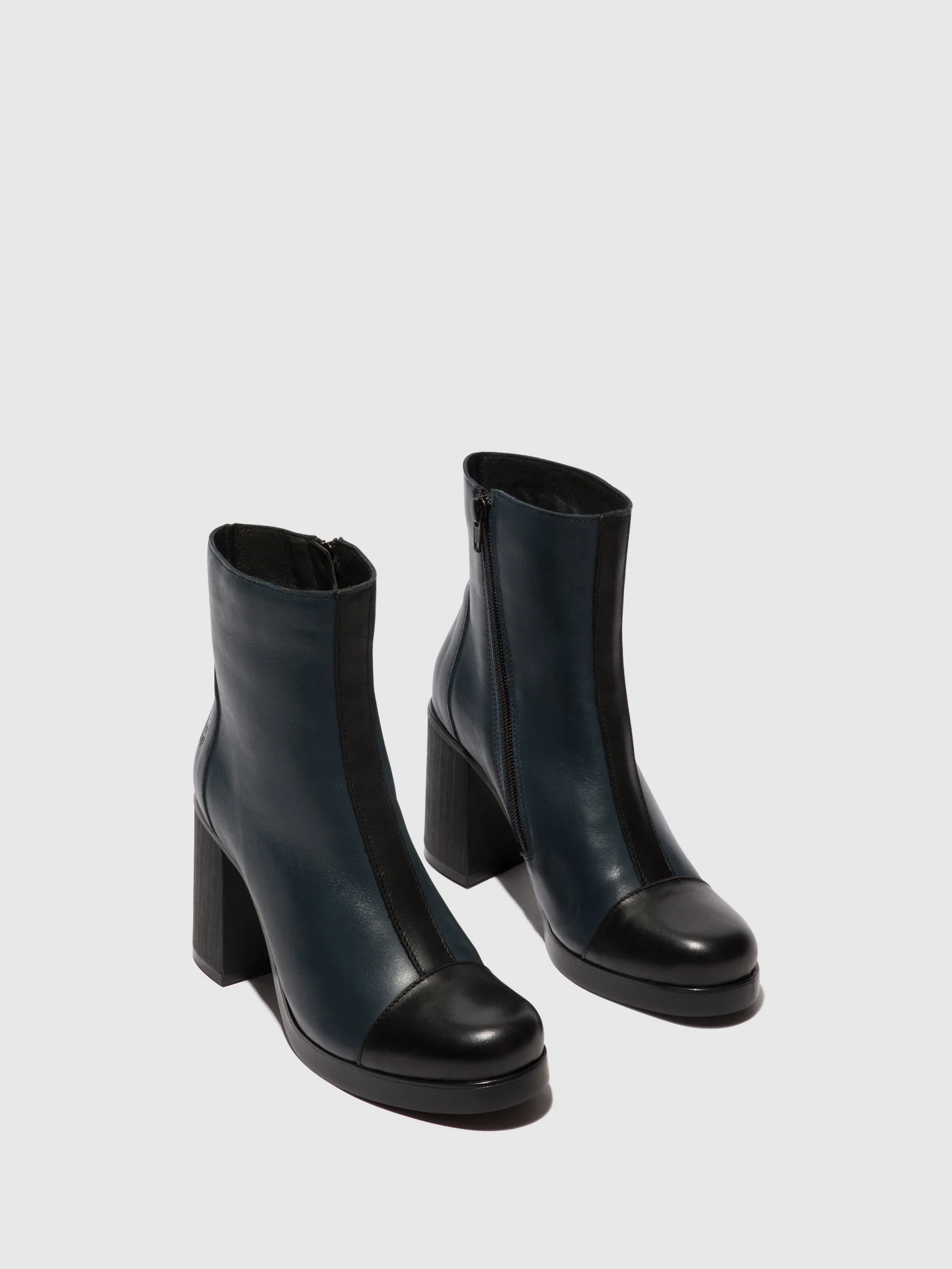 Zip Up Ankle Boots STIR985FLY BLACK/NAVY - Image 2
