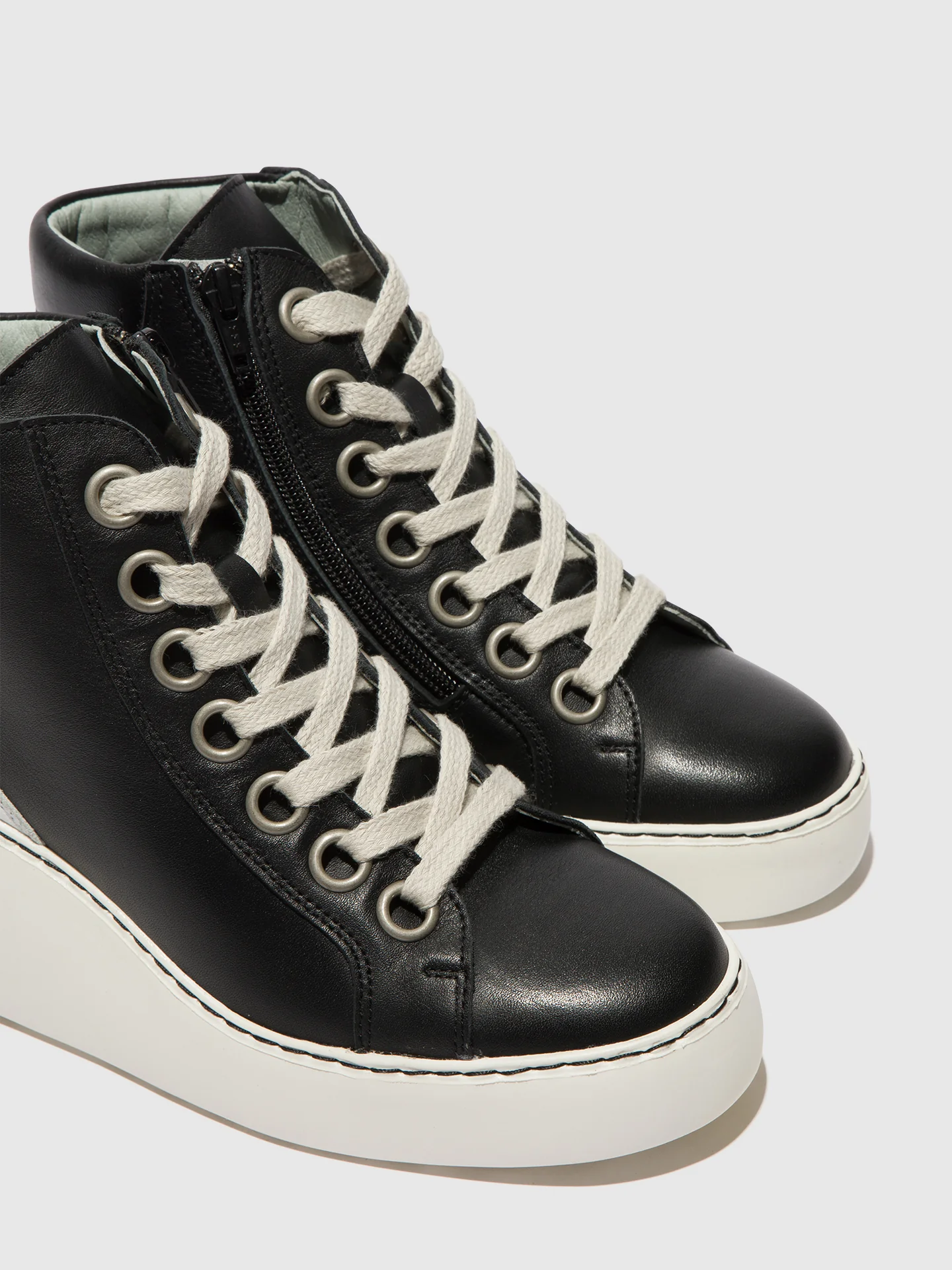 Lace-up Ankle Boots DICE468FLY BLACK (OFFWHITE SOLE) - Image 4