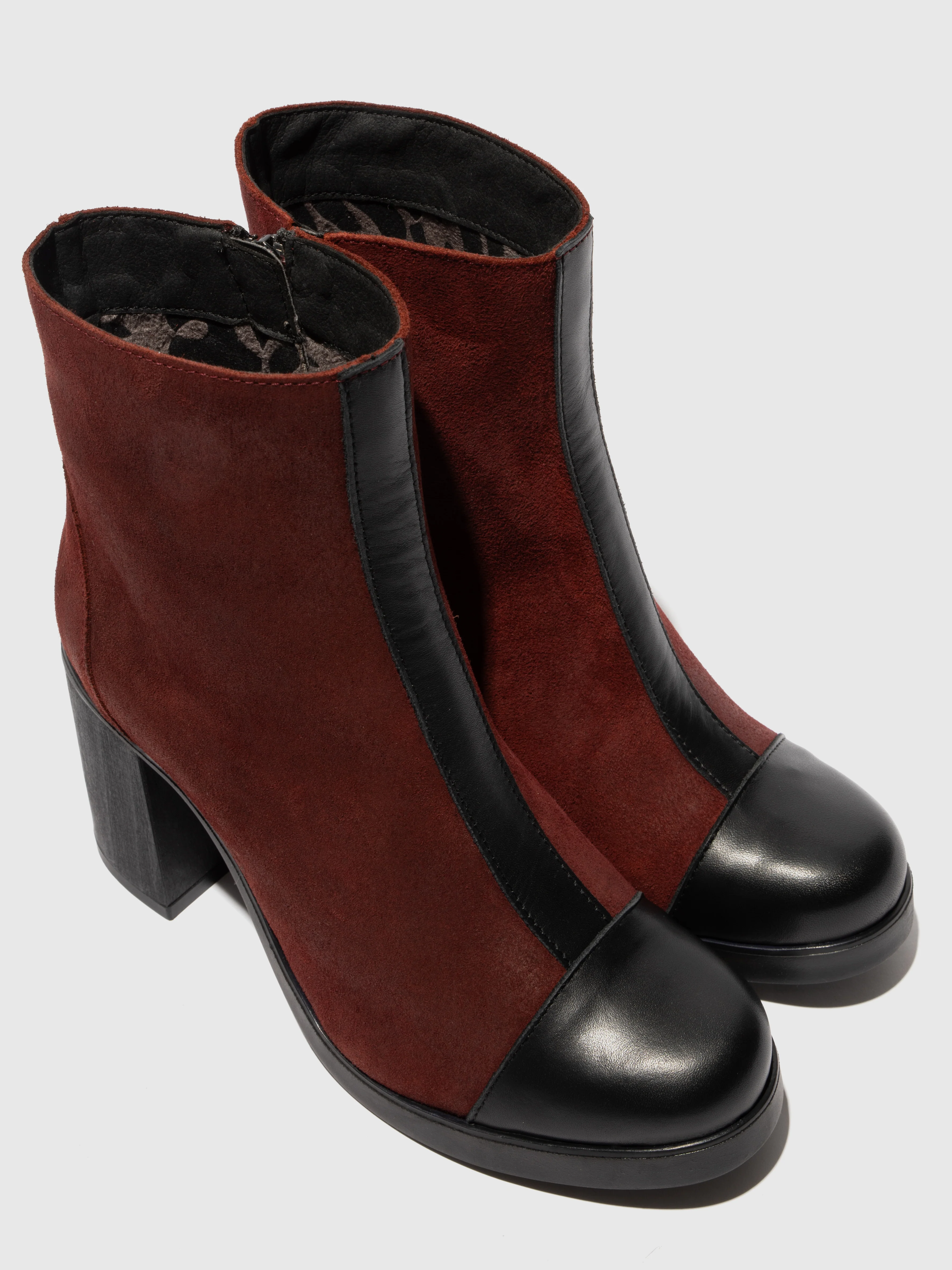 Zip Up Ankle Boots STIR985FLY BLACK/OXBLOOD - Image 4