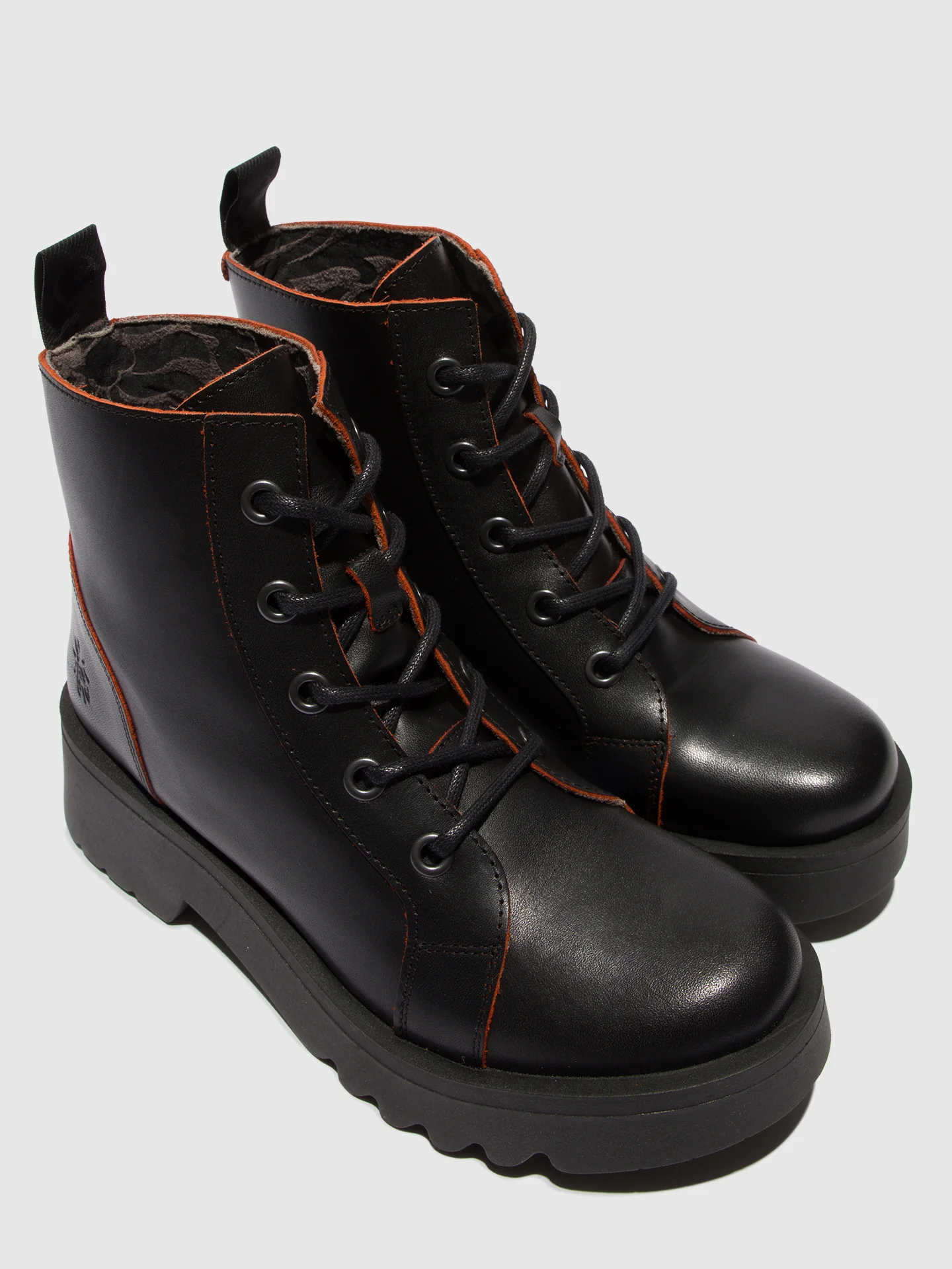 Lace-up Ankle Boots METZ788FLY BLACK/RED - Image 4