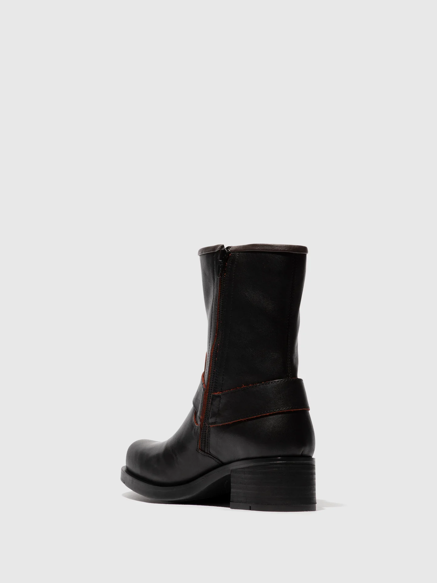 Zip Up Ankle Boots REVA010FLY BLACK/RED - Image 3