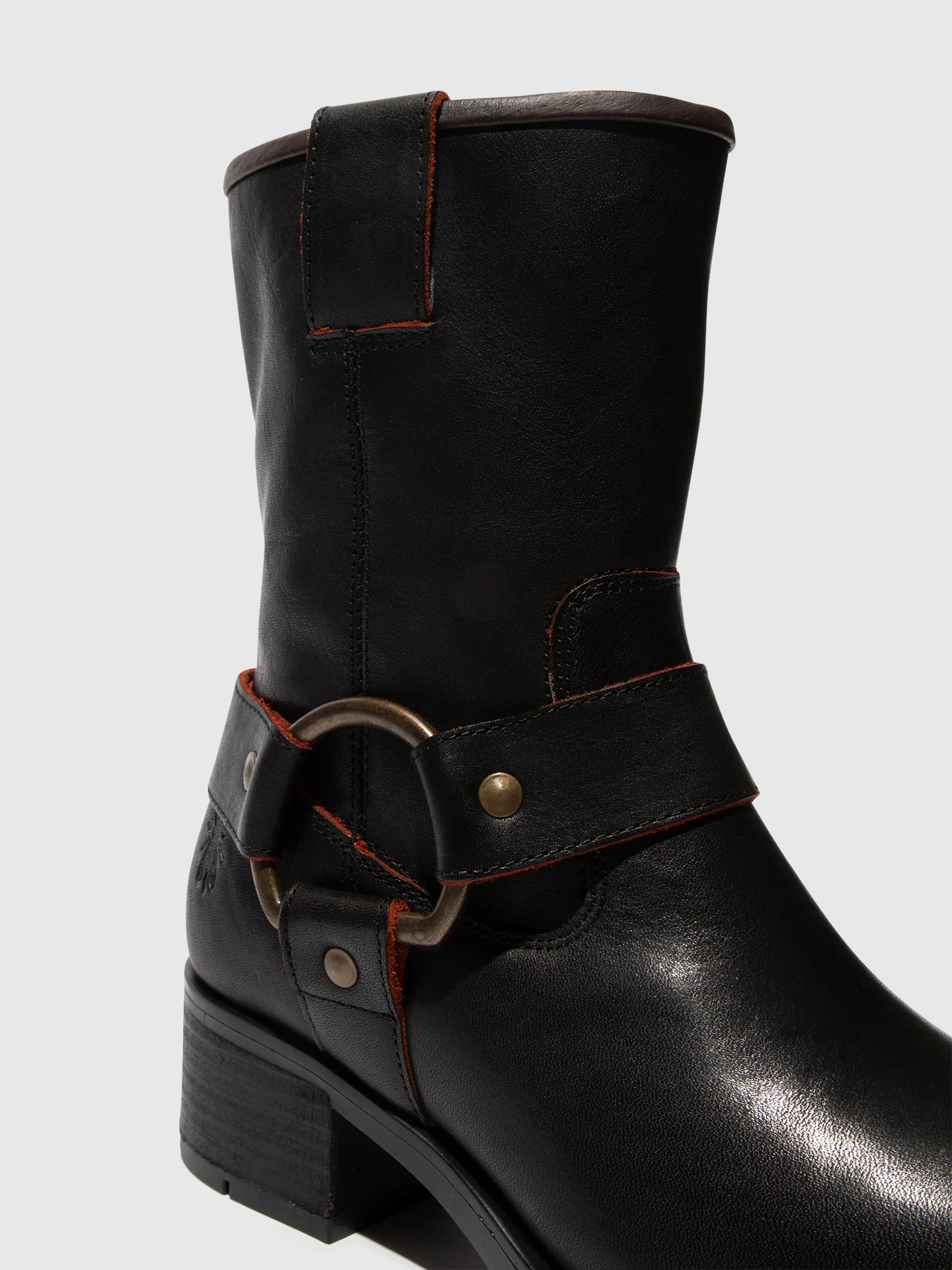 Zip Up Ankle Boots REVA010FLY BLACK/RED - Image 4
