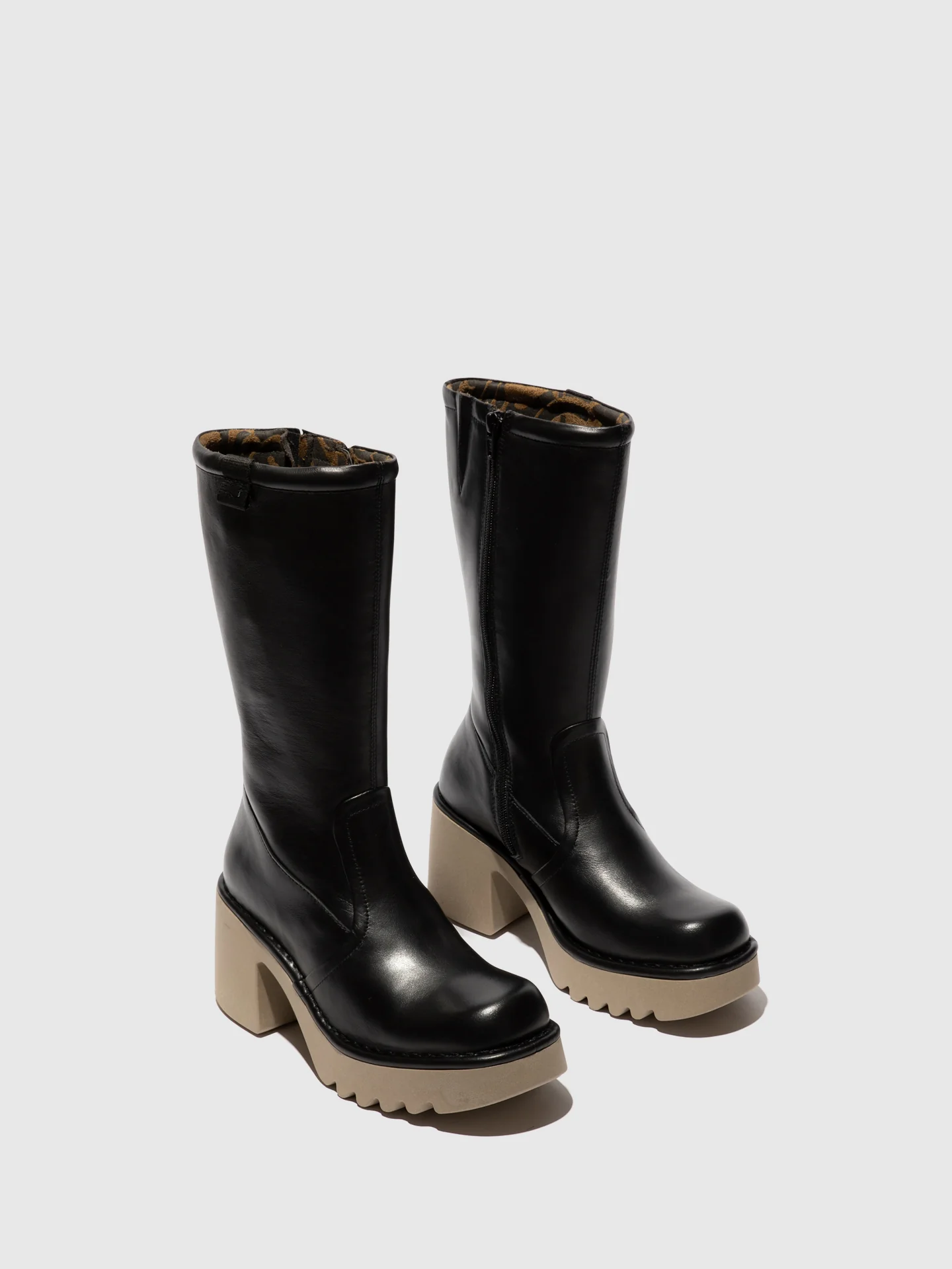 Zip Up Boots MYRE259FLY BLACK (TAUPE SOLE) - Image 2
