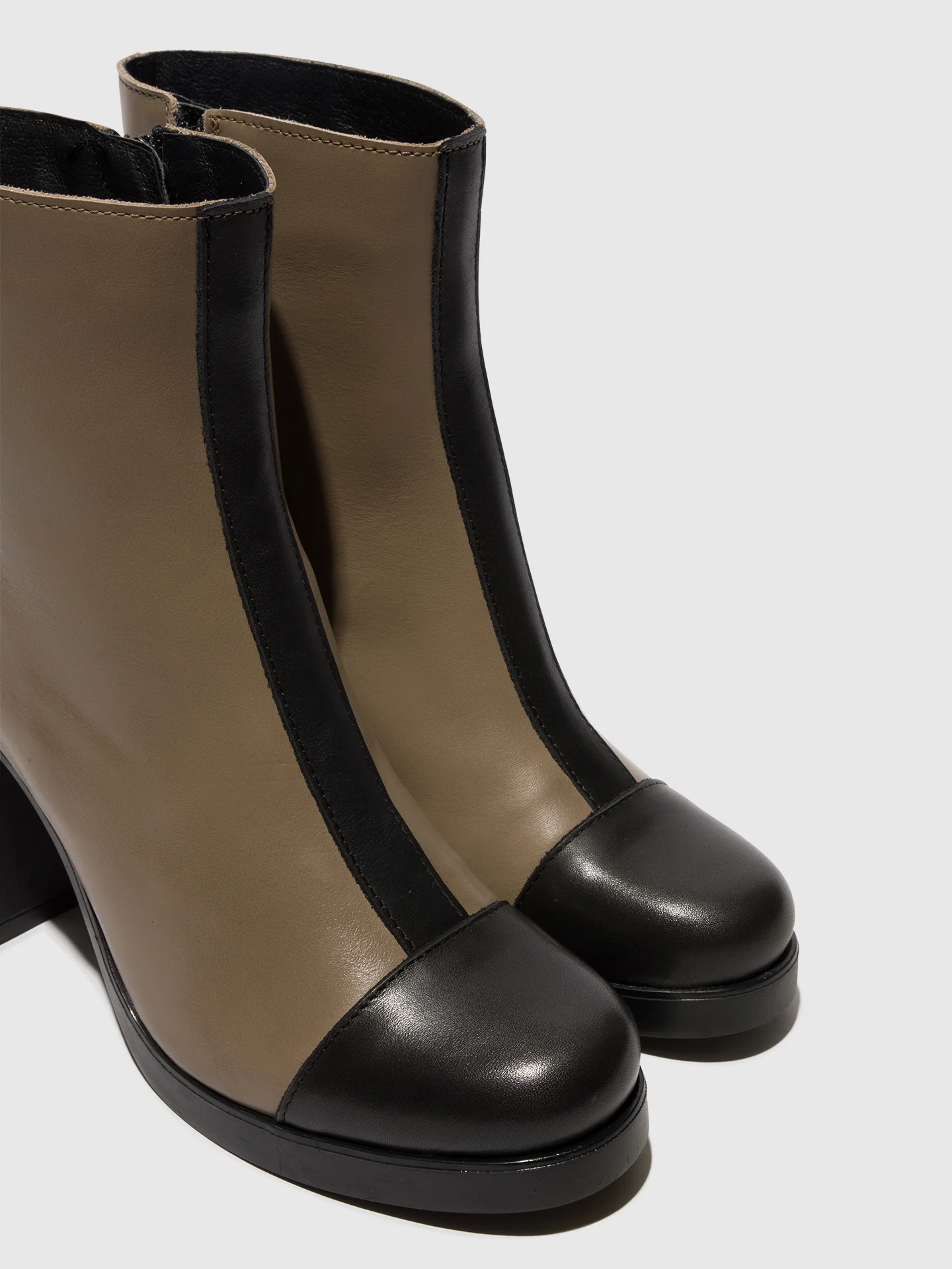 Zip Up Ankle Boots STIR985FLY BLACK/TAUPE - Image 4