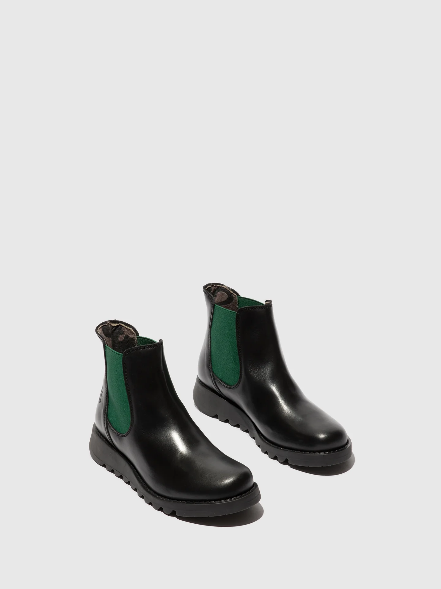 Chelsea Ankle Boots SALV195FLY BLACK (TEAL ELASTIC) - Image 2