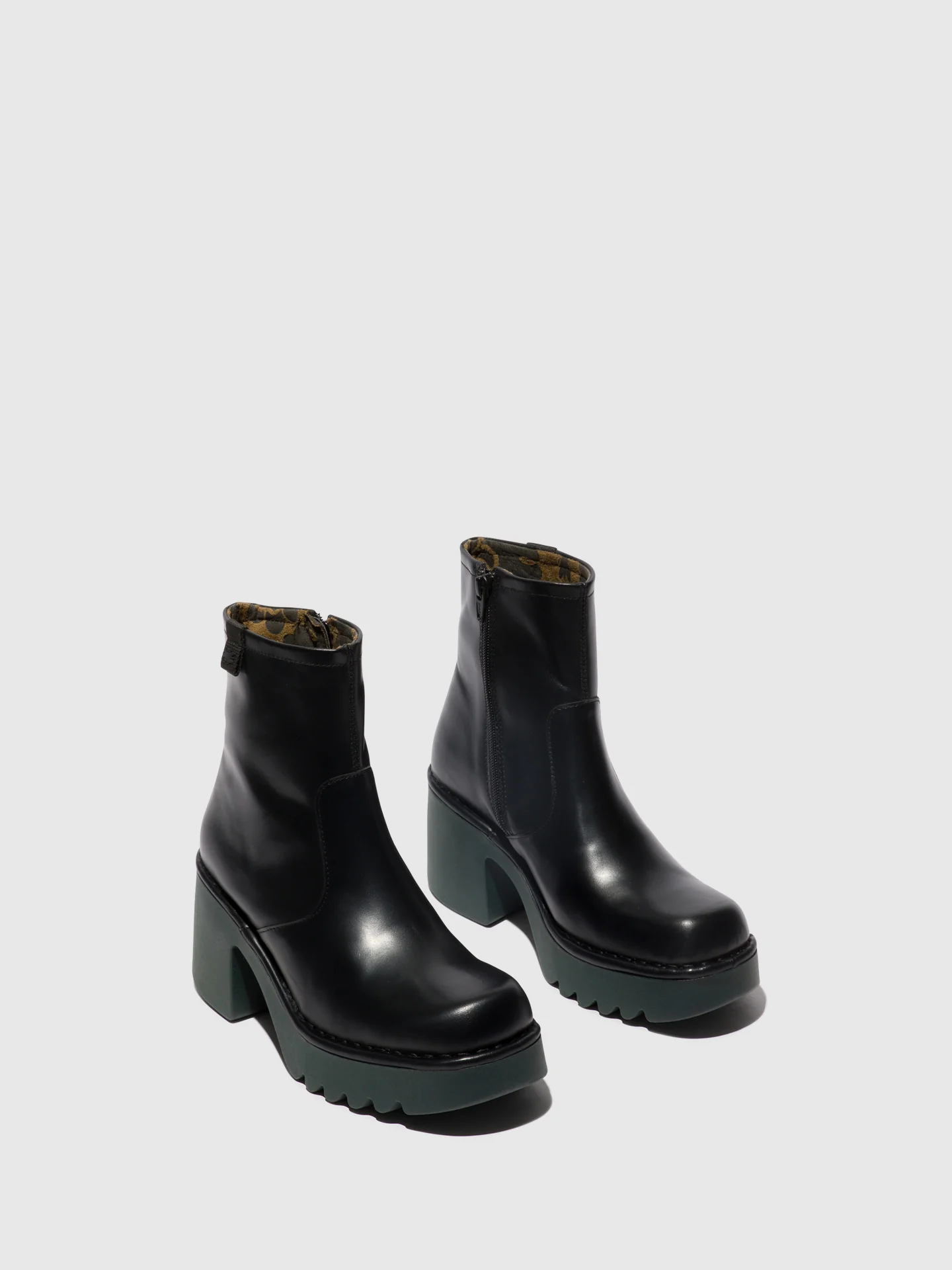 Zip Up Ankle Boots MOGE250FLY BLACK (TEAL SOLE) - Image 2