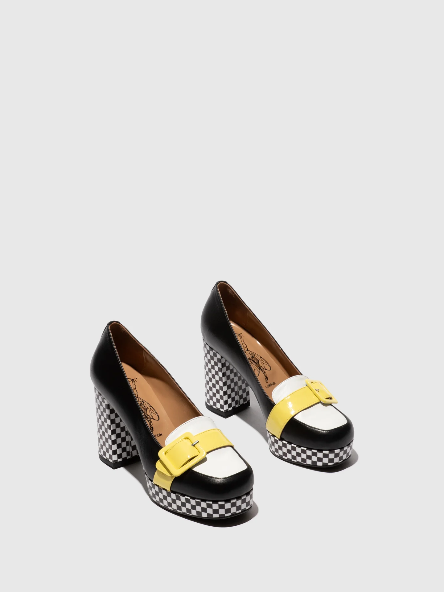 Heel Shoes ELLO242FLY BLACK/WHITE/LEMON - Image 2
