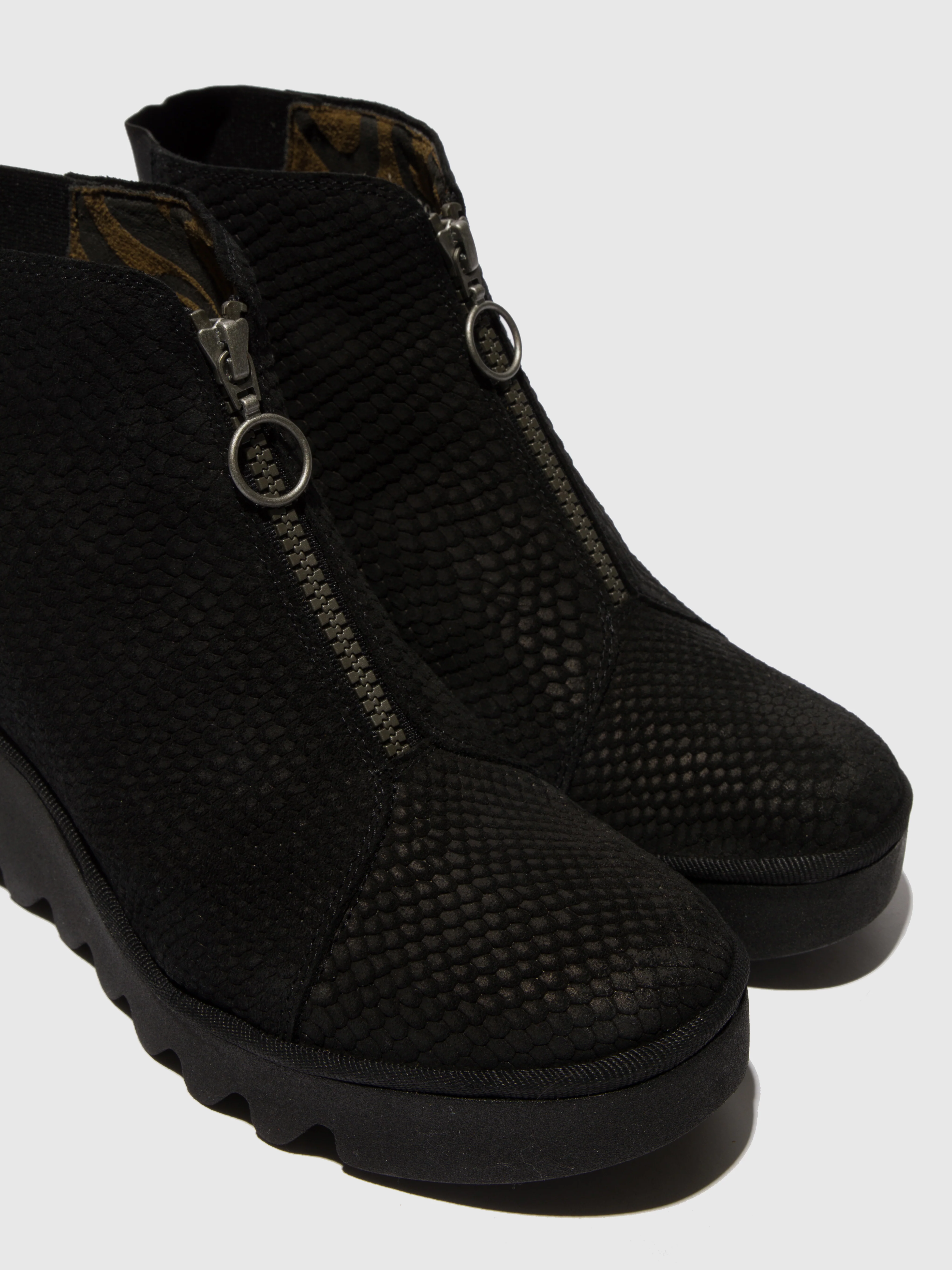 Zip Up Ankle Boots BAAZ537FLY BLACK - Image 4
