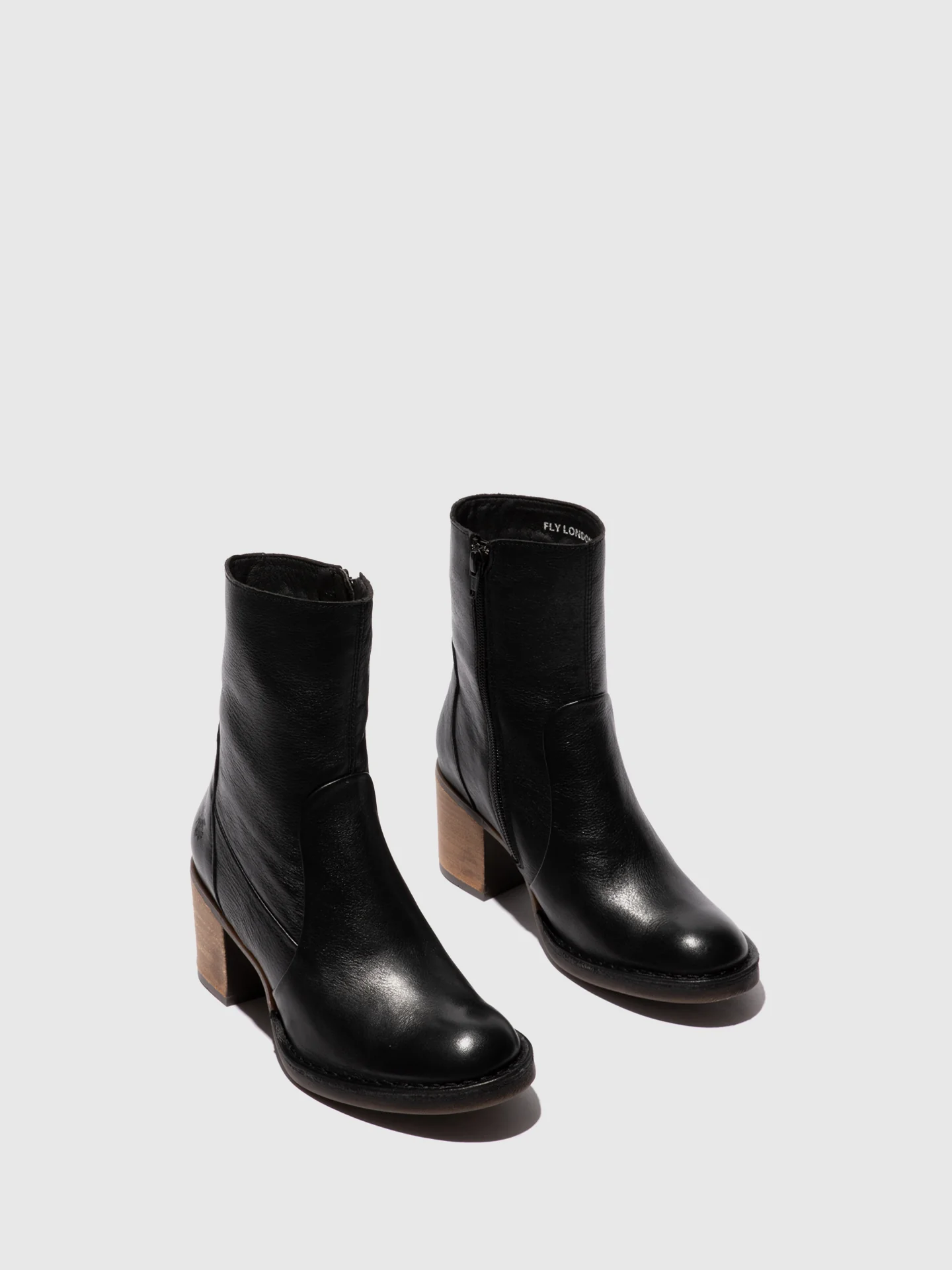 Zip Up Ankle Boots BECY097FLY BLACK - Image 2