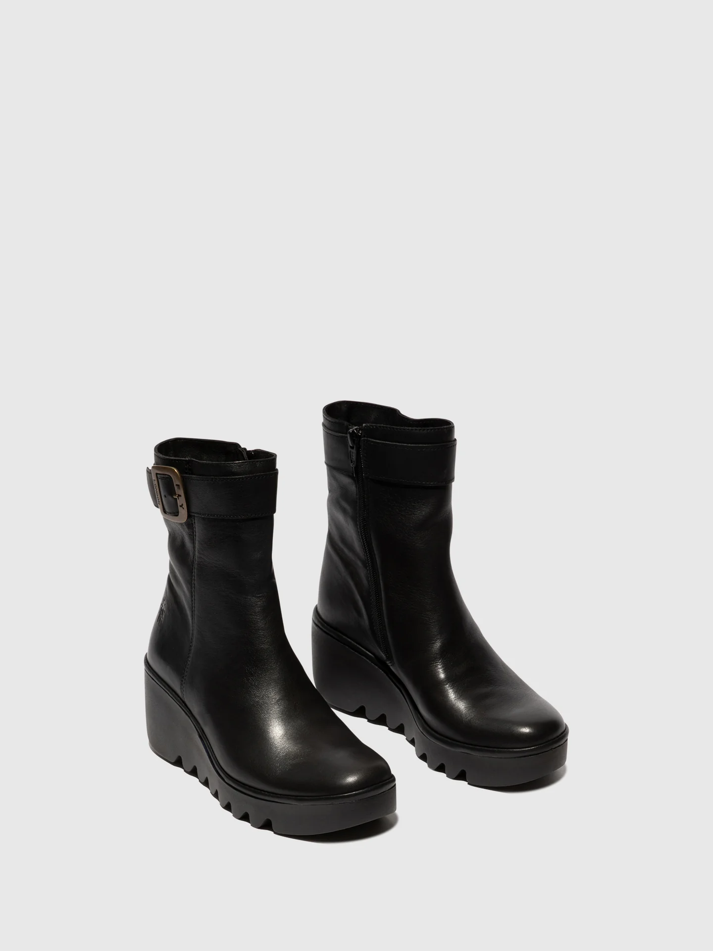 Zip Up Ankle Boots BEPP396FLY BLACK - Image 2