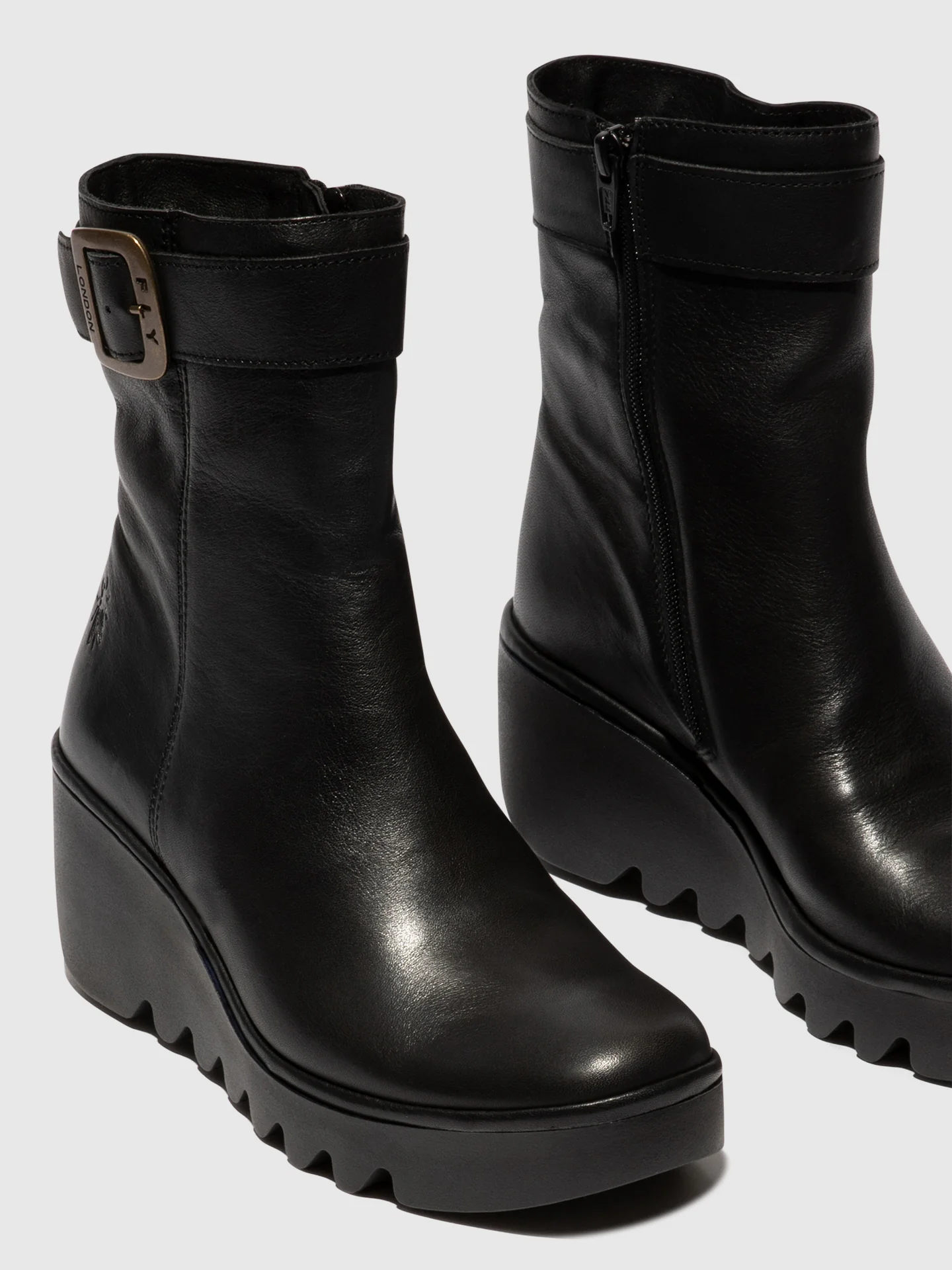 Zip Up Ankle Boots BEPP396FLY BLACK - Image 4