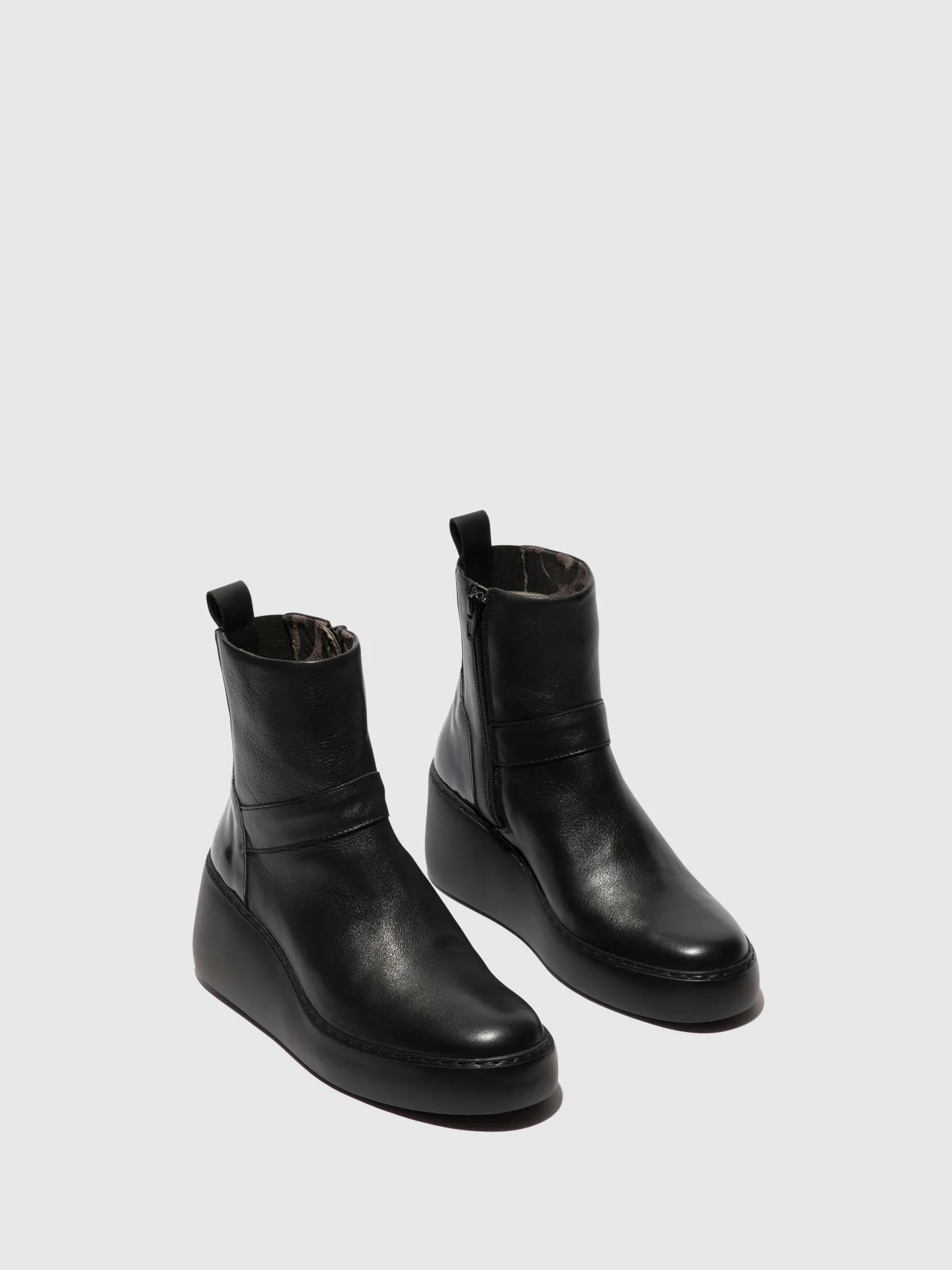 Zip Up Ankle Boots DOXE604FLY BLACK - Image 2