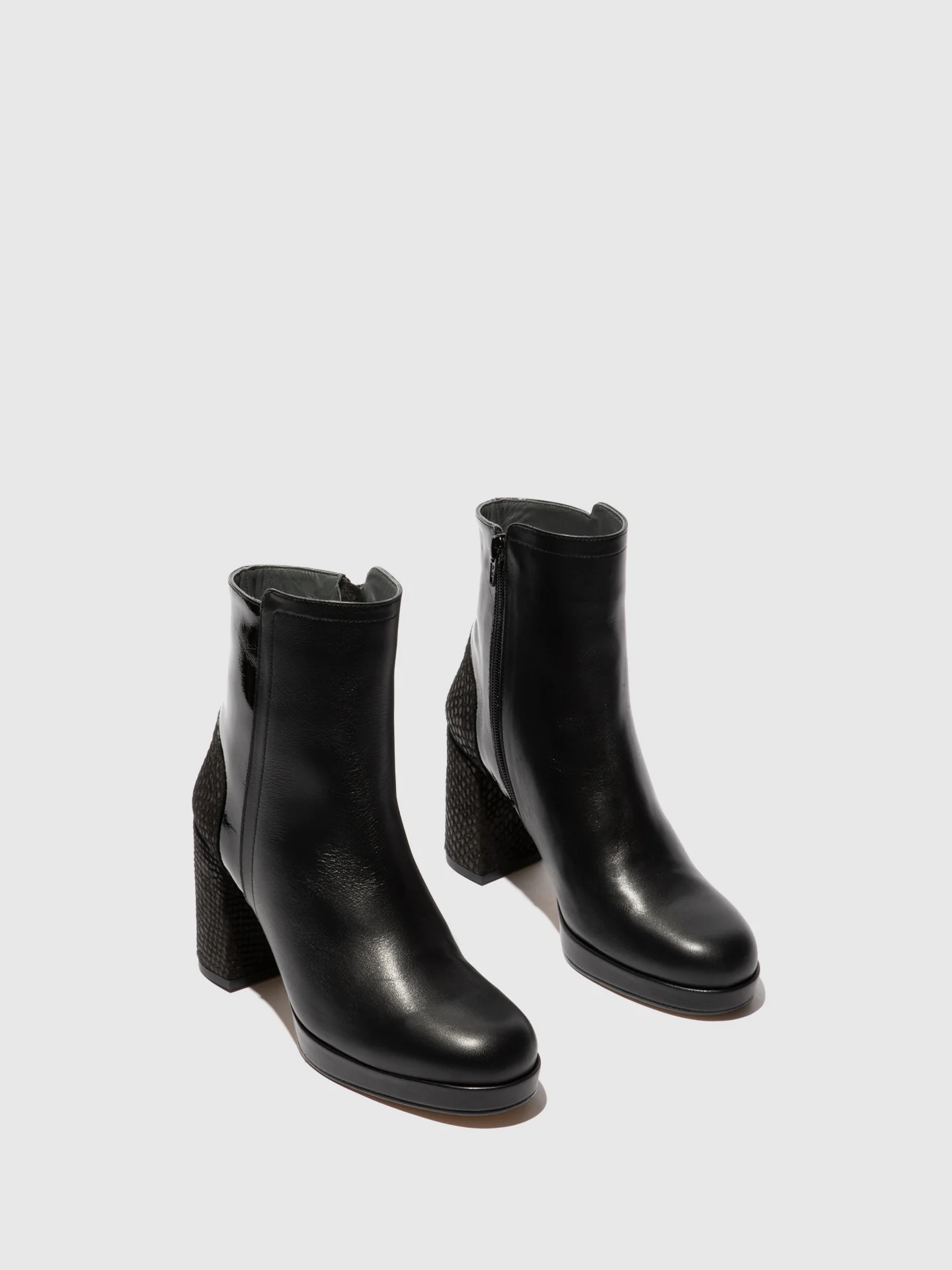 Zip Up Ankle Boots EFAN181FLY BLACK - Image 2