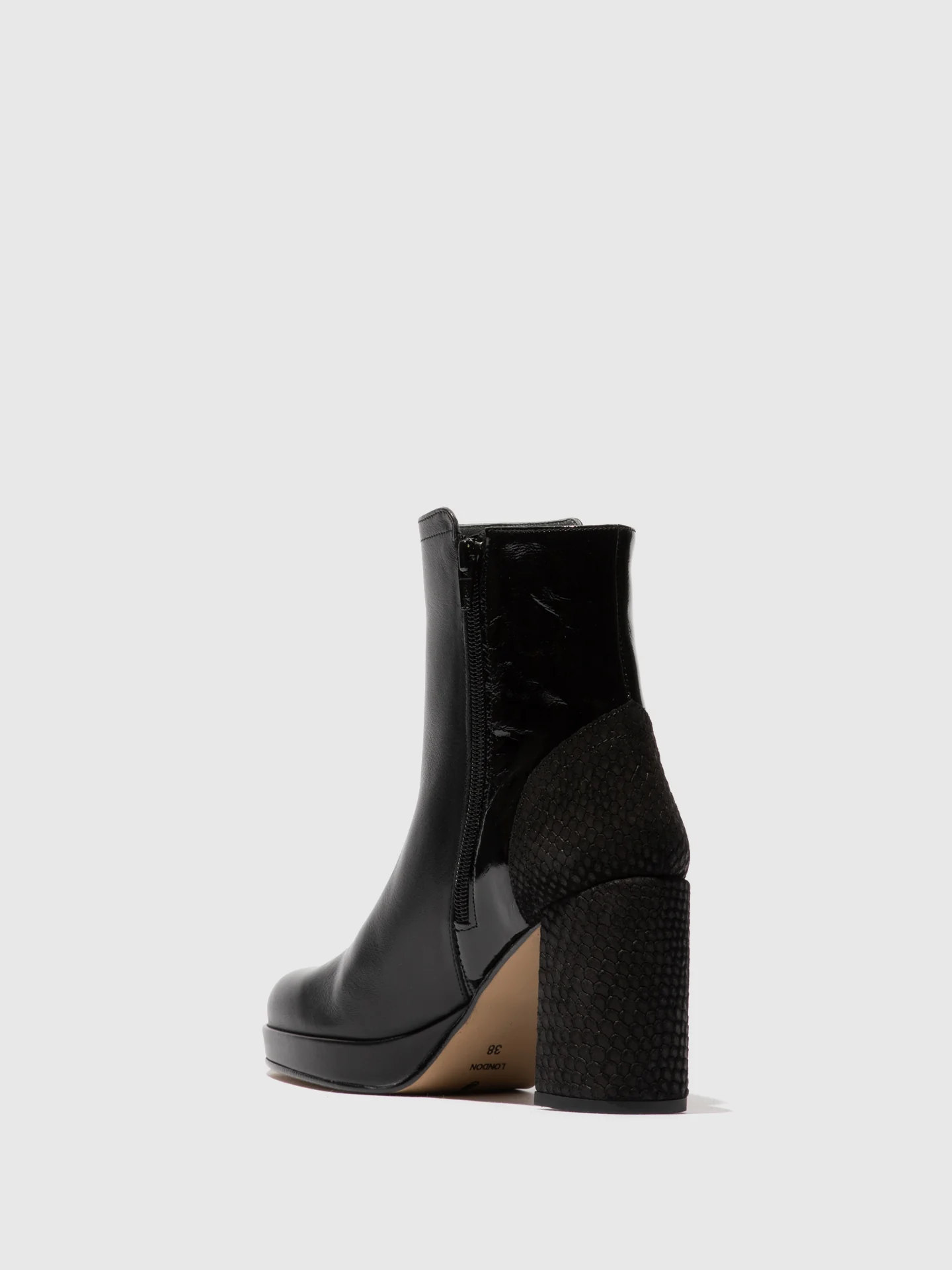 Zip Up Ankle Boots EFAN181FLY BLACK - Image 3