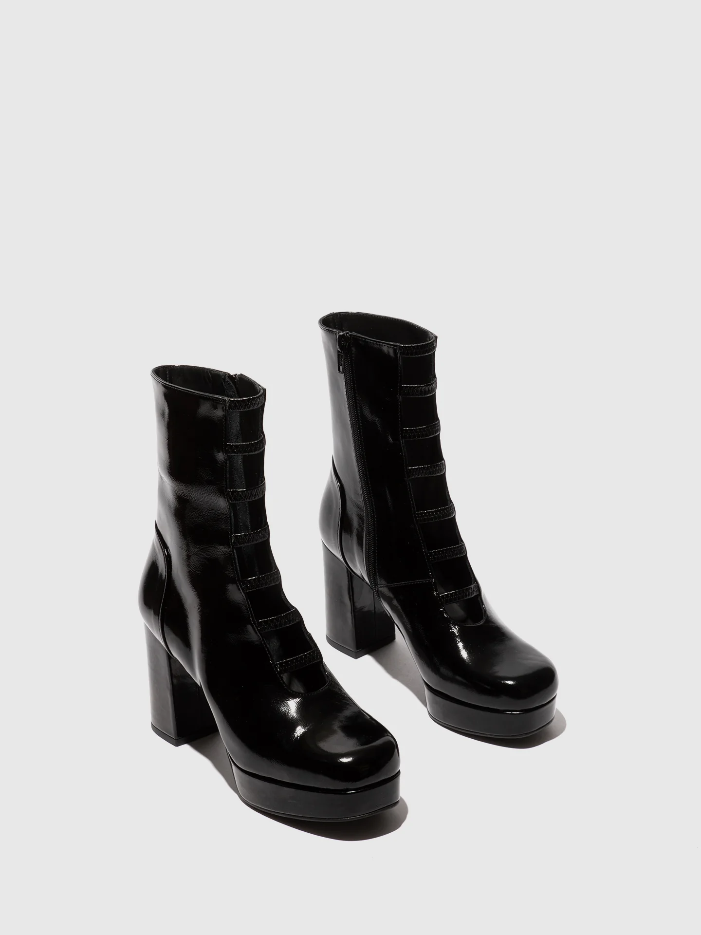 Zip Up Ankle Boots EVIK353FLY BLACK - Image 2