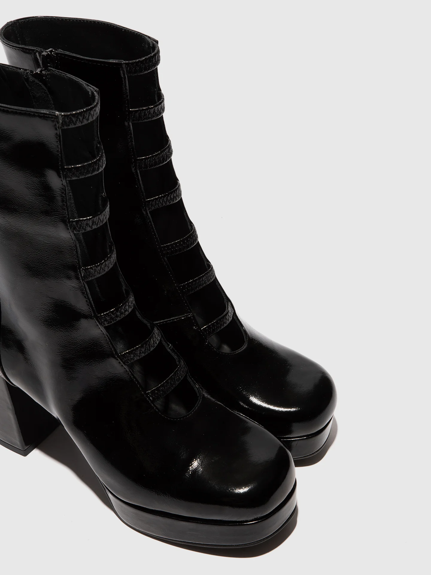 Zip Up Ankle Boots EVIK353FLY BLACK - Image 4