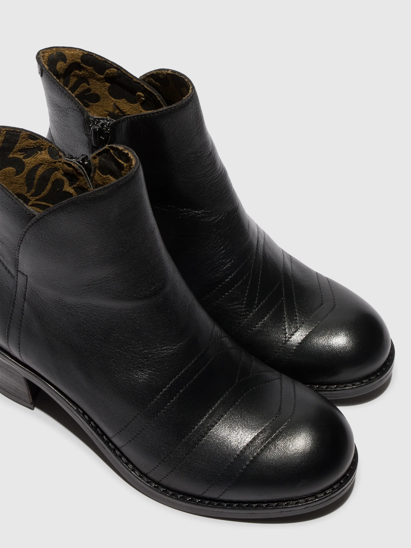 Zip Up Ankle Boots ZAGY111FLY BLACK - Image 4