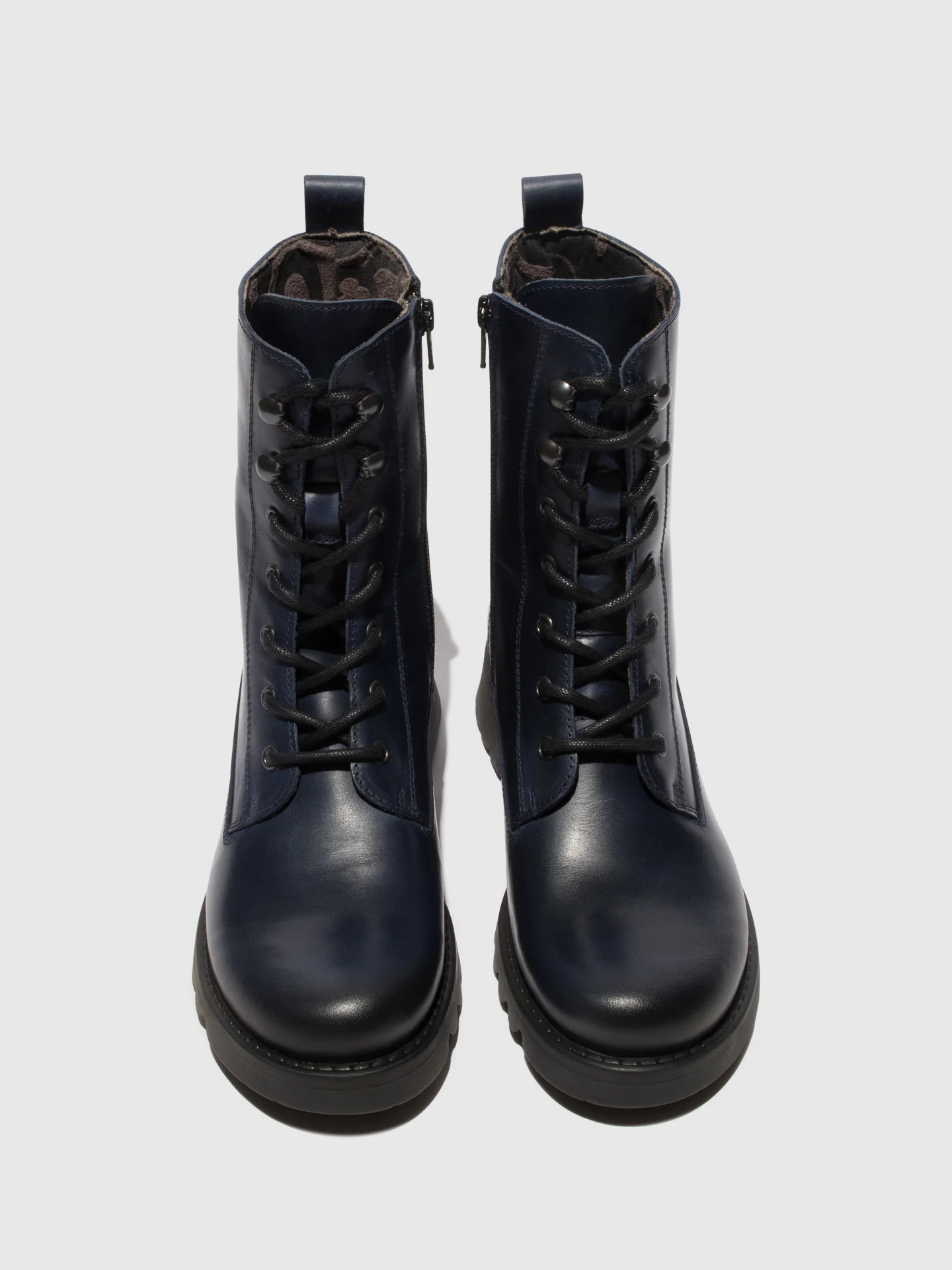 Lace-up Ankle Boots REID893FLY BLUE (BLACK SOLE) - Image 4