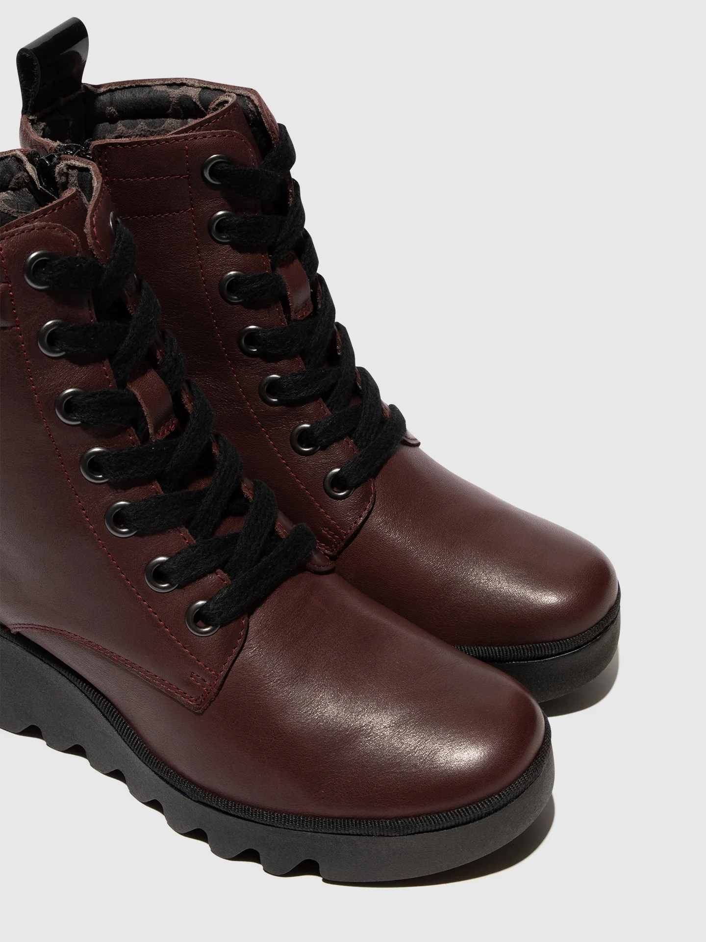 Lace-up Ankle Boots BIAZ329FLY BORDEAUX/BLACK - Image 4