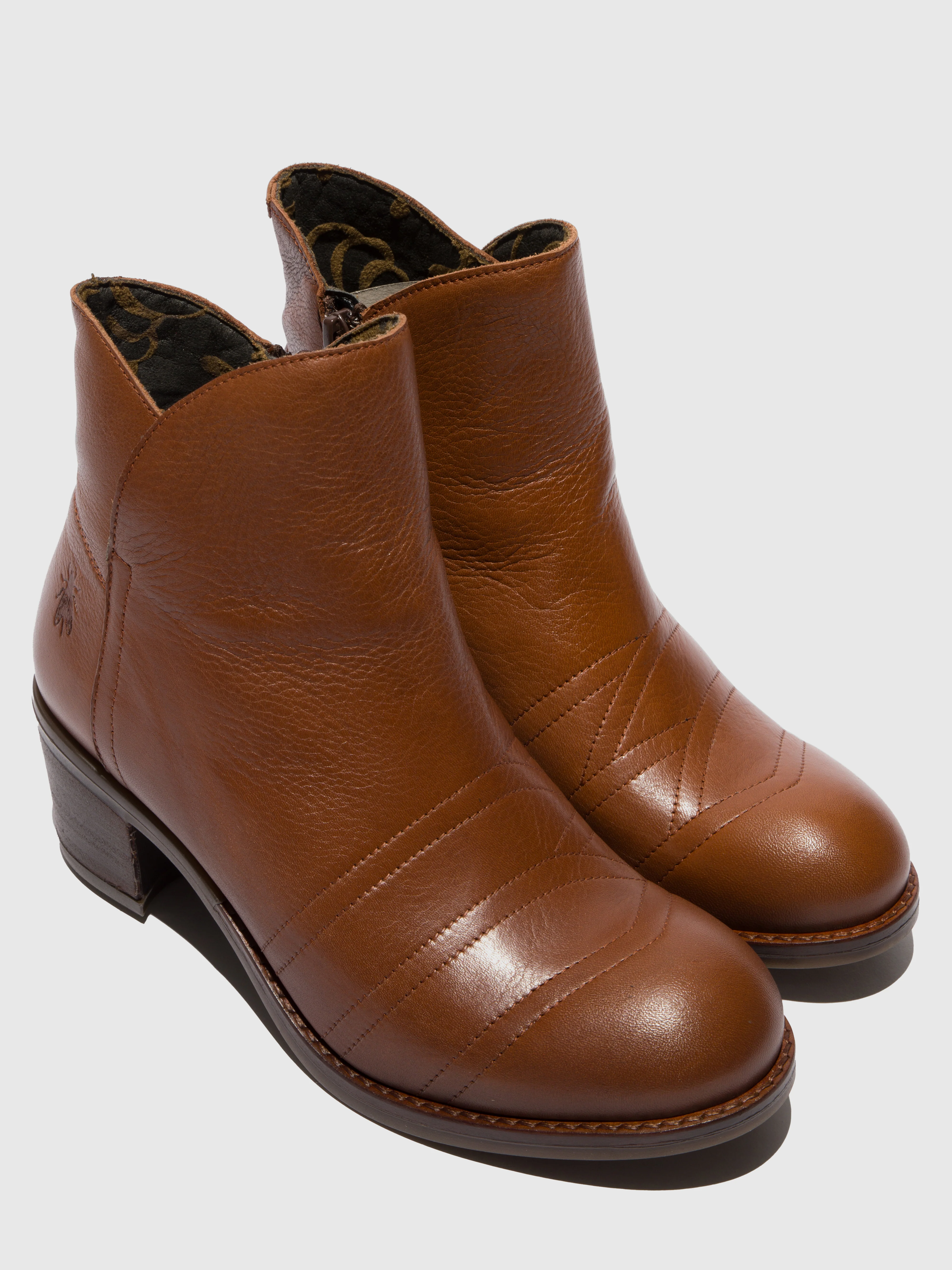 Zip Up Ankle Boots ZAGY111FLY BRANDY - Image 4