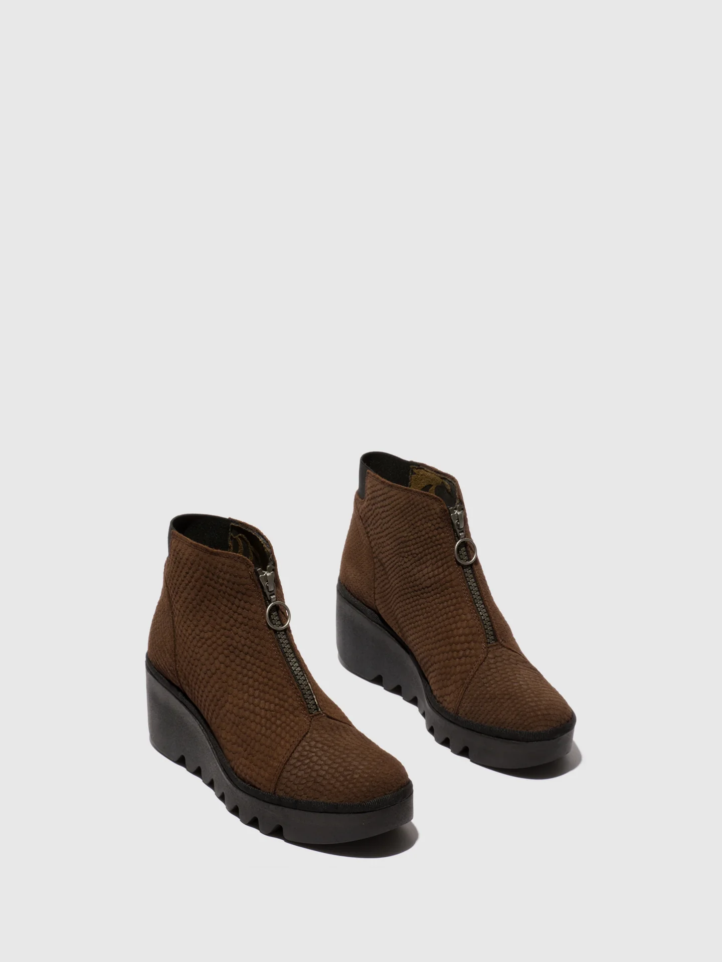 Zip Up Ankle Boots BAAZ537FLY BROWN - Image 2