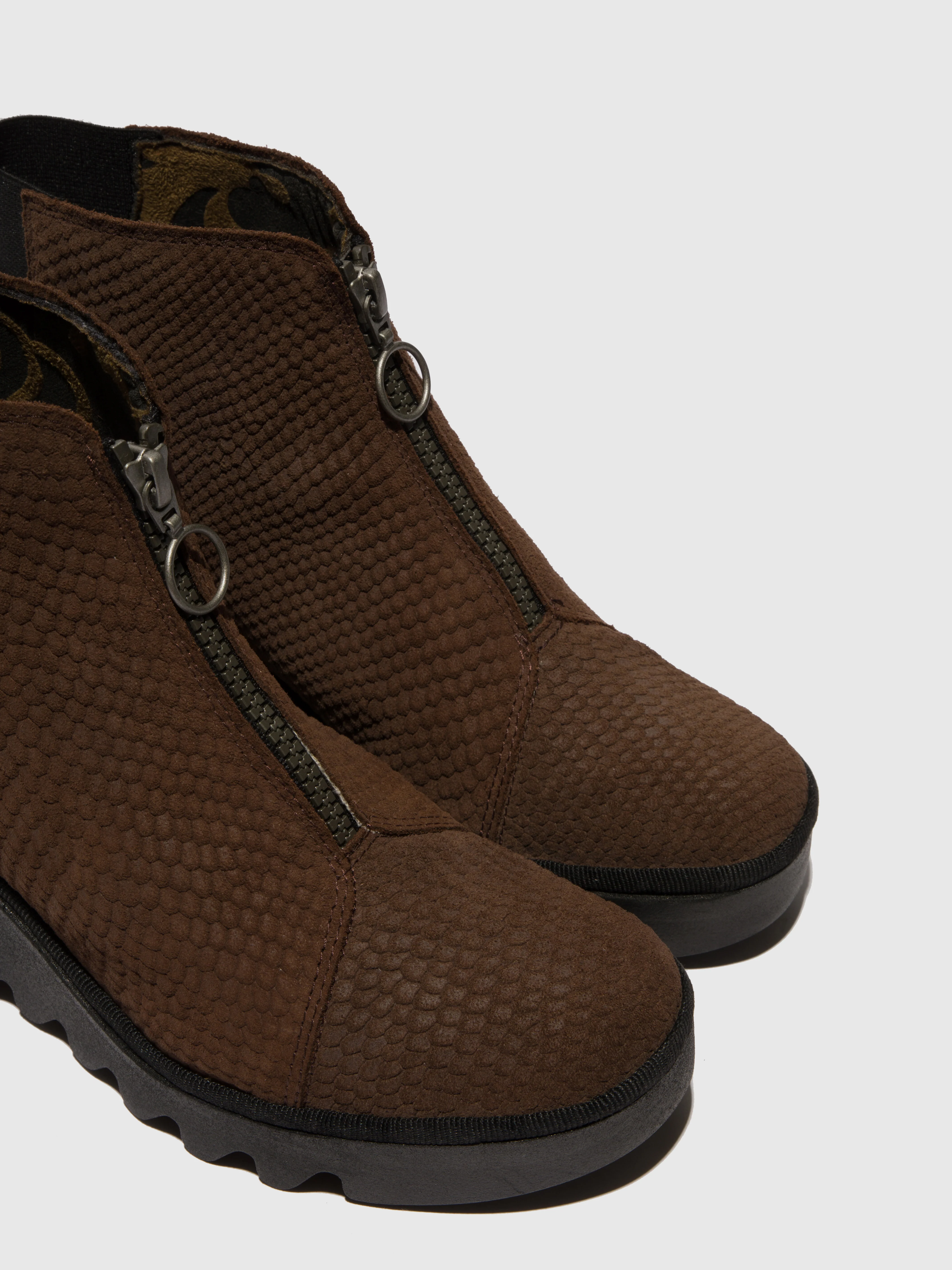 Zip Up Ankle Boots BAAZ537FLY BROWN - Image 4