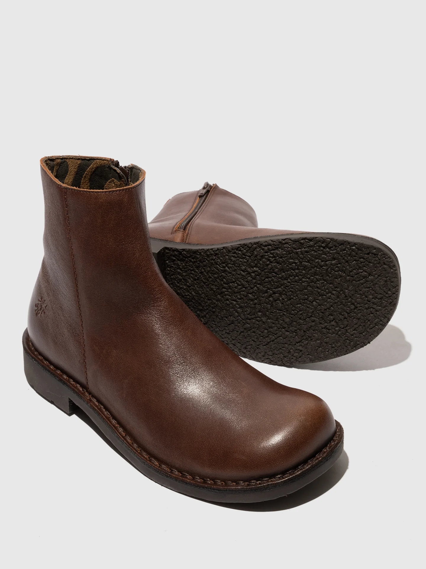 Zip Up Ankle Boots RUPE183FLY BROWN - Image 4