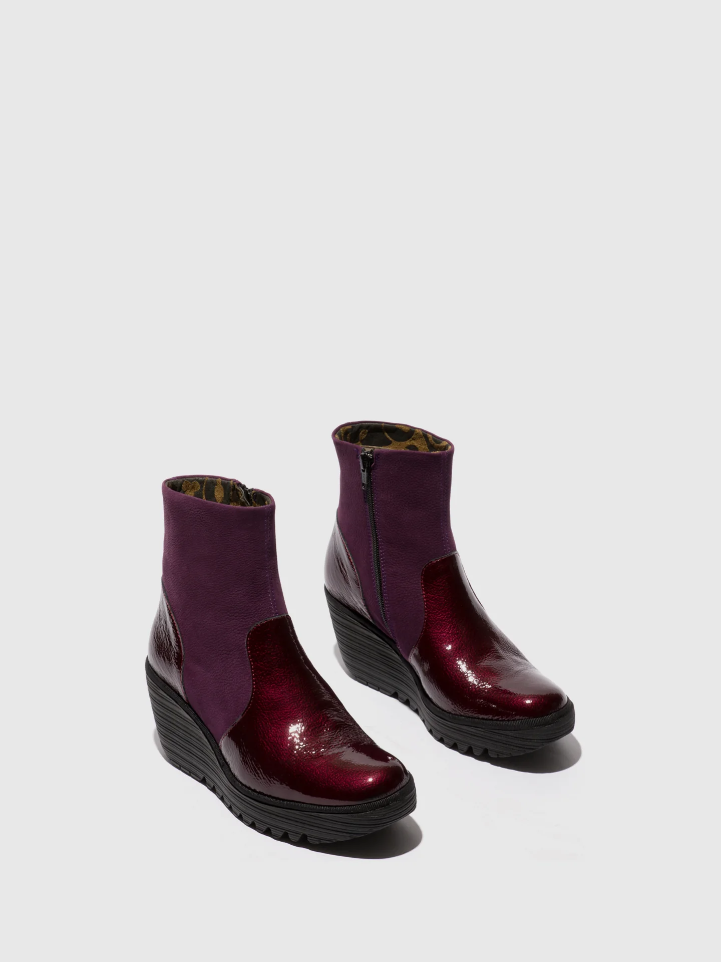 Zip Up Ankle Boots YUXI506FLY BURGUNDY/WINE - Image 2