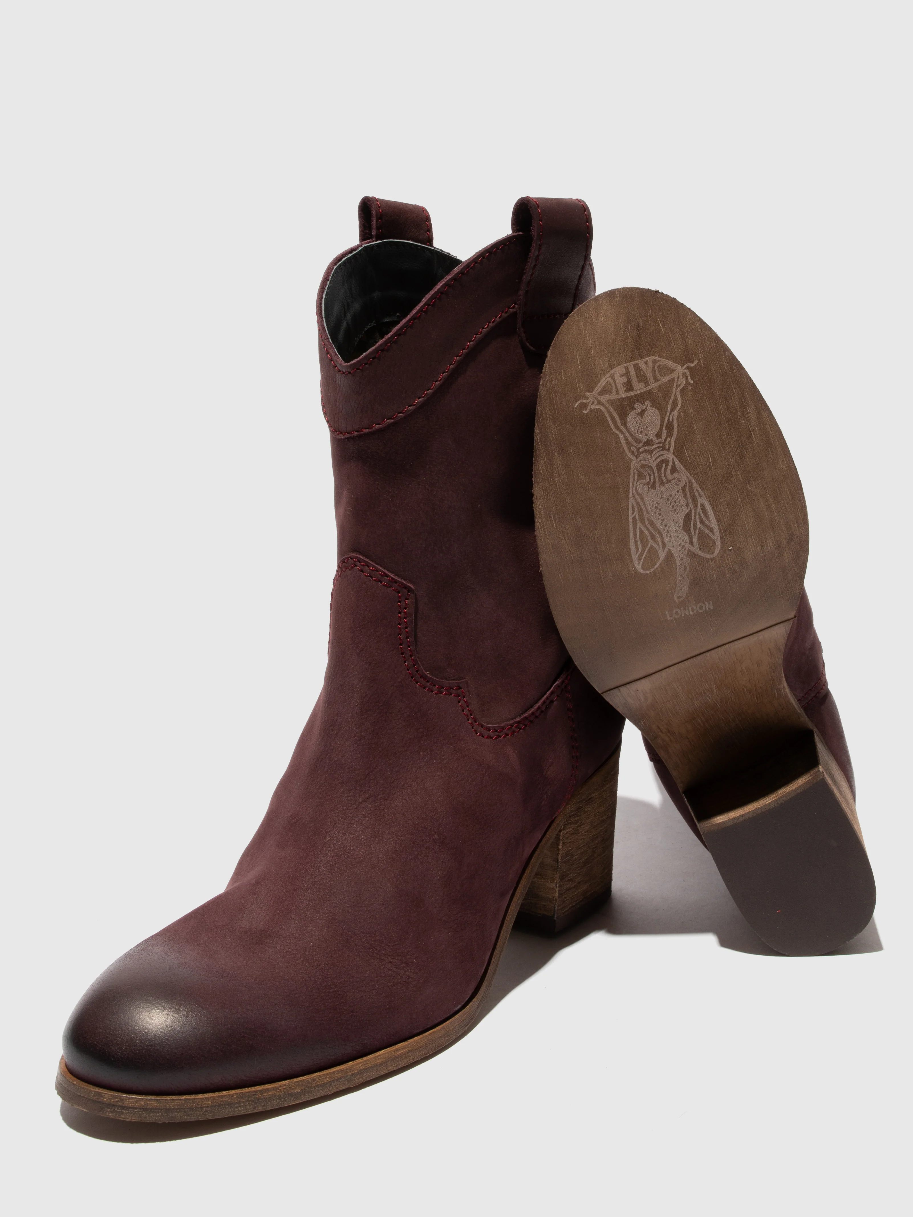 Zip Up Ankle Boots DAXI166FLY BURGUNDY - Image 4