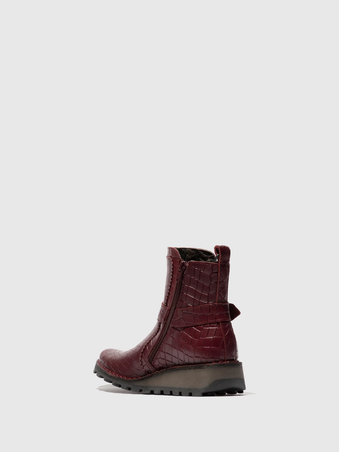 Zip Up Ankle Boots MOOZ133FLY BURGUNDY - Image 3