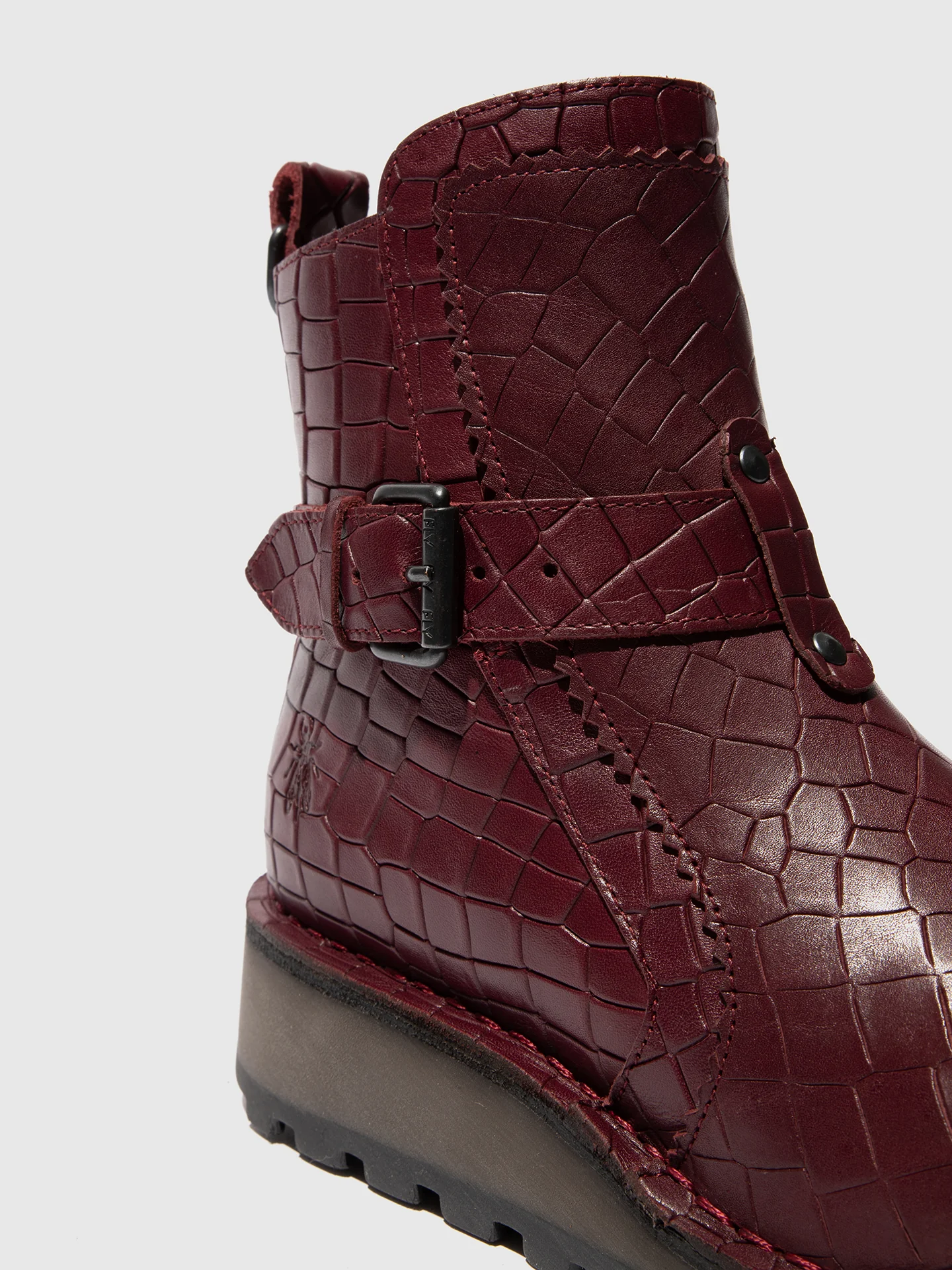 Zip Up Ankle Boots MOOZ133FLY BURGUNDY - Image 4