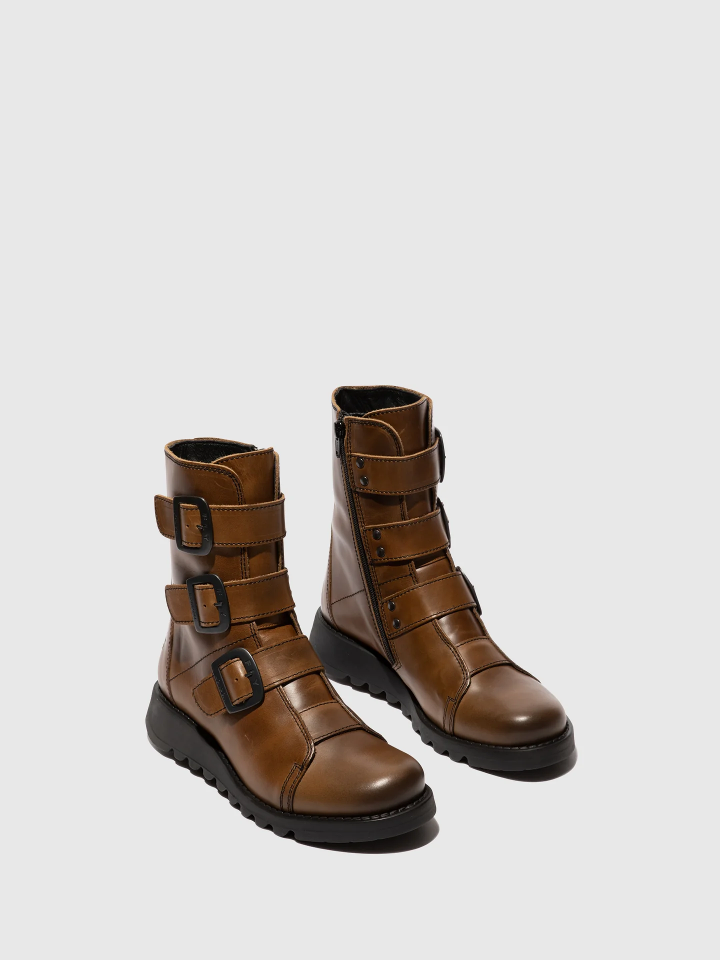 Buckle Ankle Boots SCOP110FLY CAMEL (BLACK SOLE) - Image 2