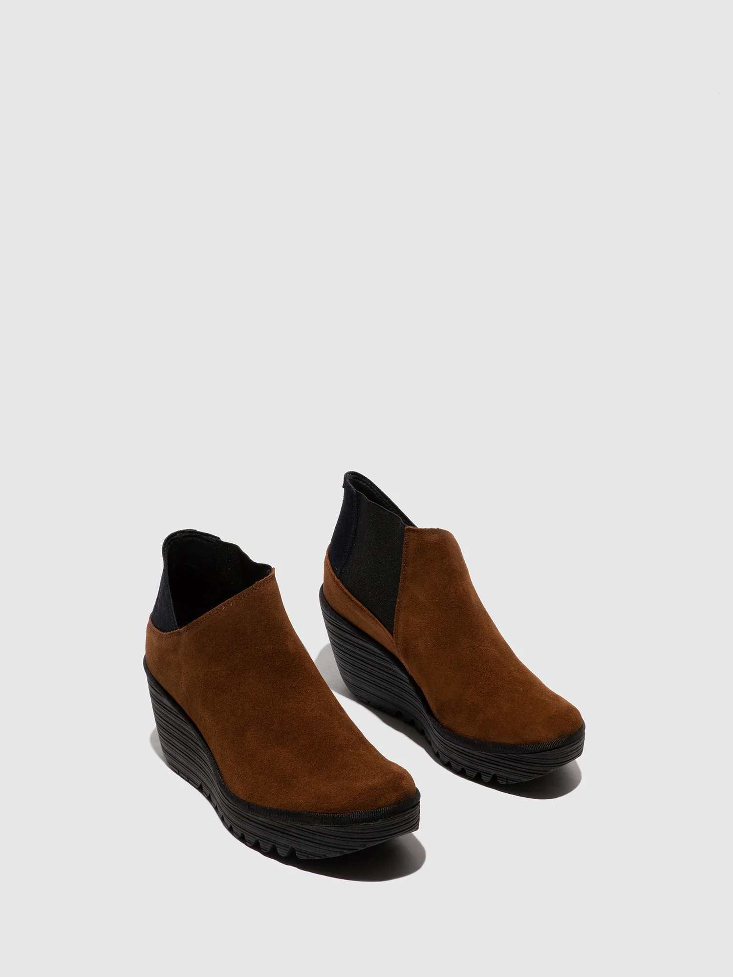 Zip Up Ankle Boots YEGO400FLY CAMEL/NAVY - Image 2