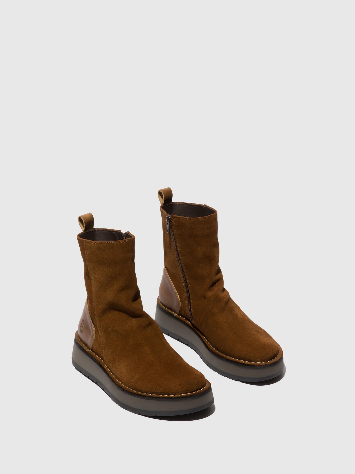 Zip Up Ankle Boots RENO053FLY CAMEL - Image 2