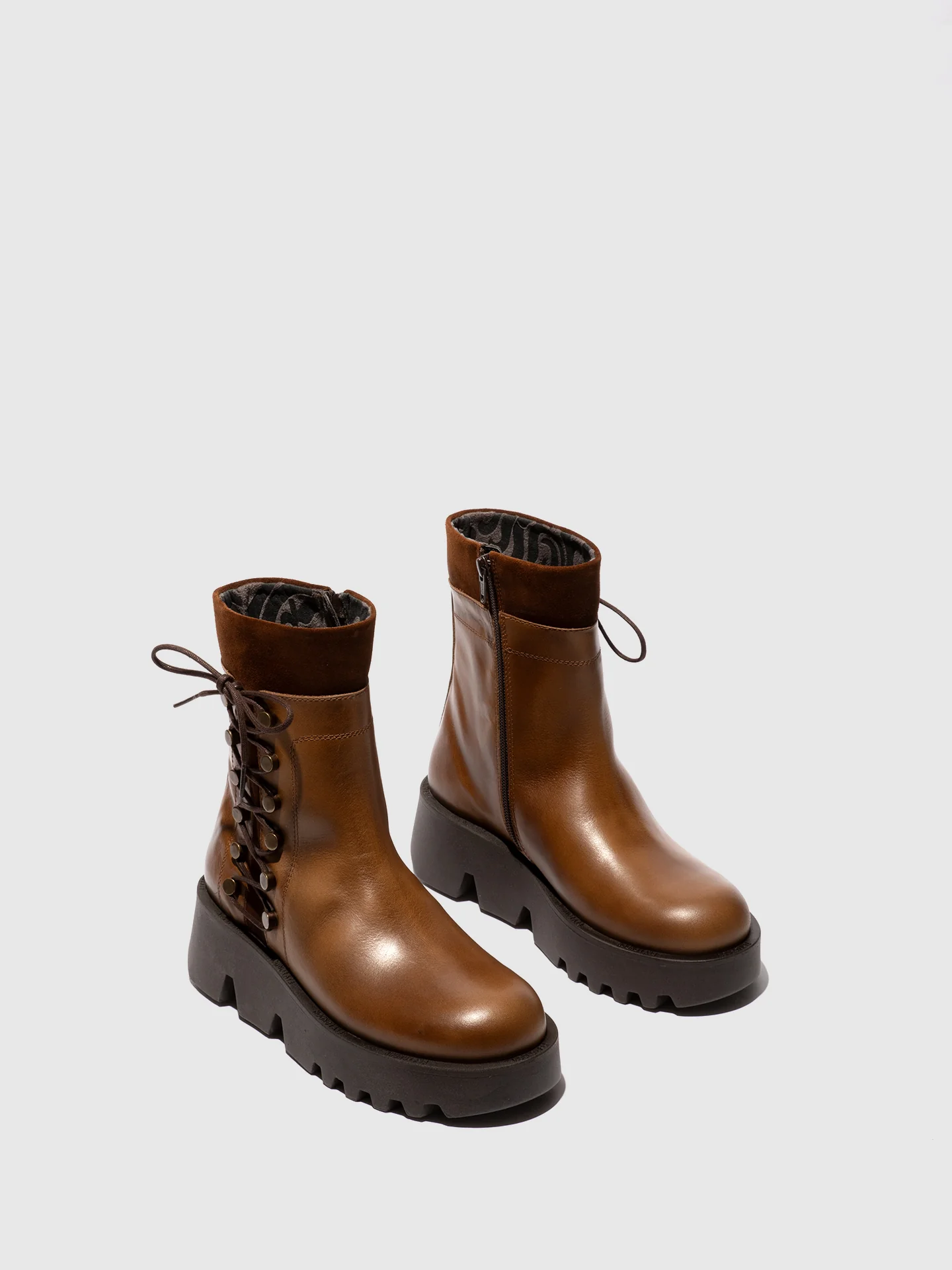 Zip Up Ankle Boots ZAKU313FLY CAMEL - Image 2