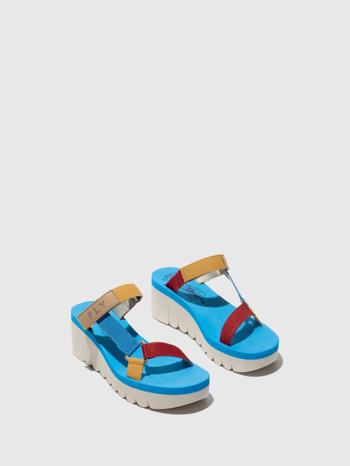 T-Strap Sandals YAKA037FLY CLOUD/MULTICOLOR/AZURRE - Image 2