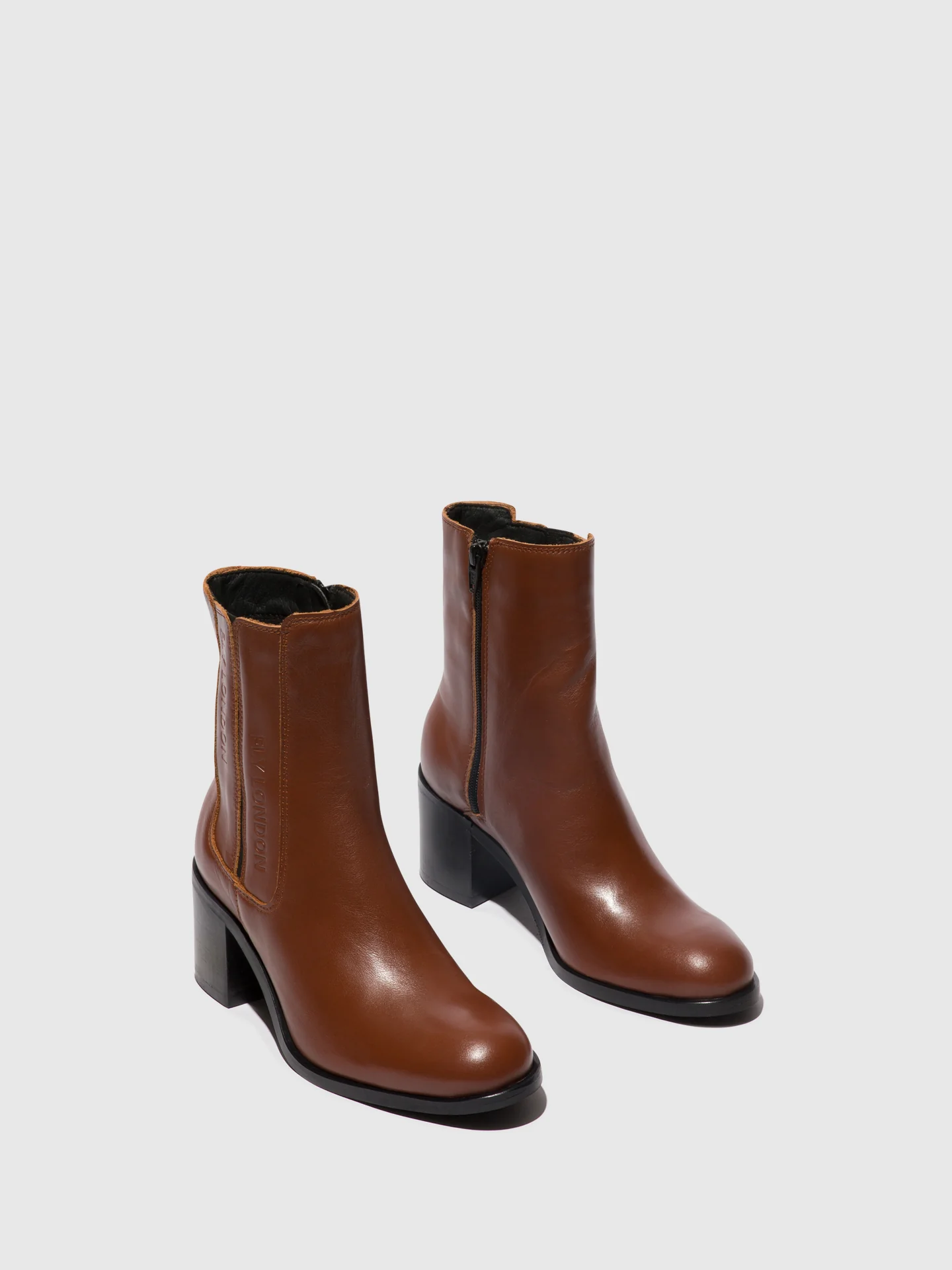 Zip Up Ankle Boots AMEL913FLY COGNAC - Image 2