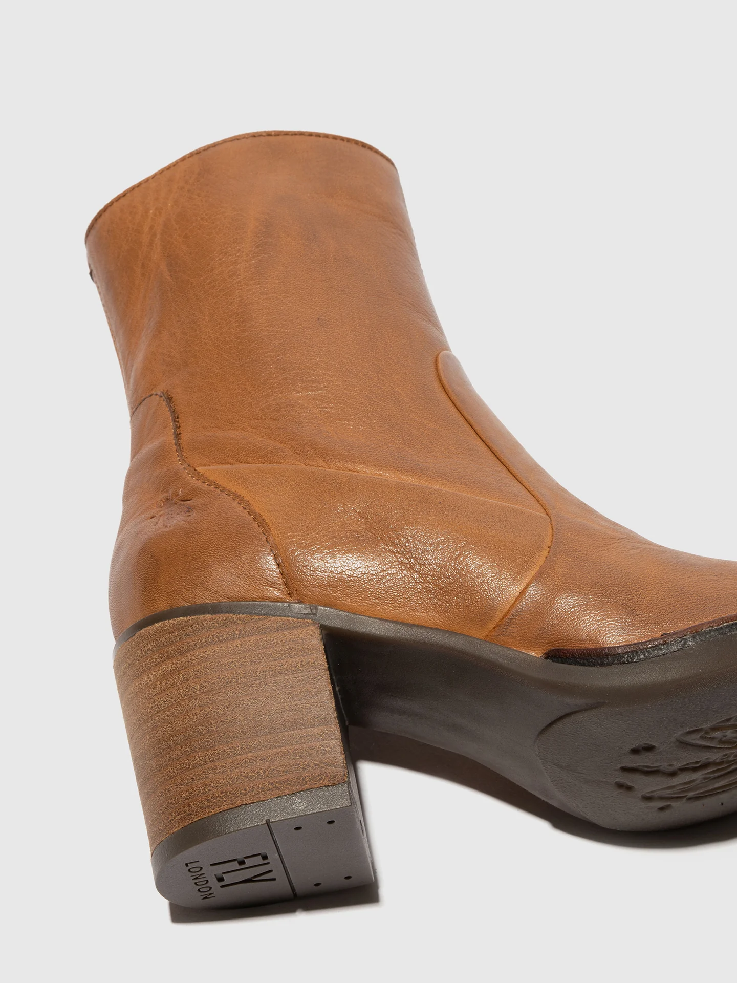 Zip Up Ankle Boots BECY097FLY COGNAC - Image 4
