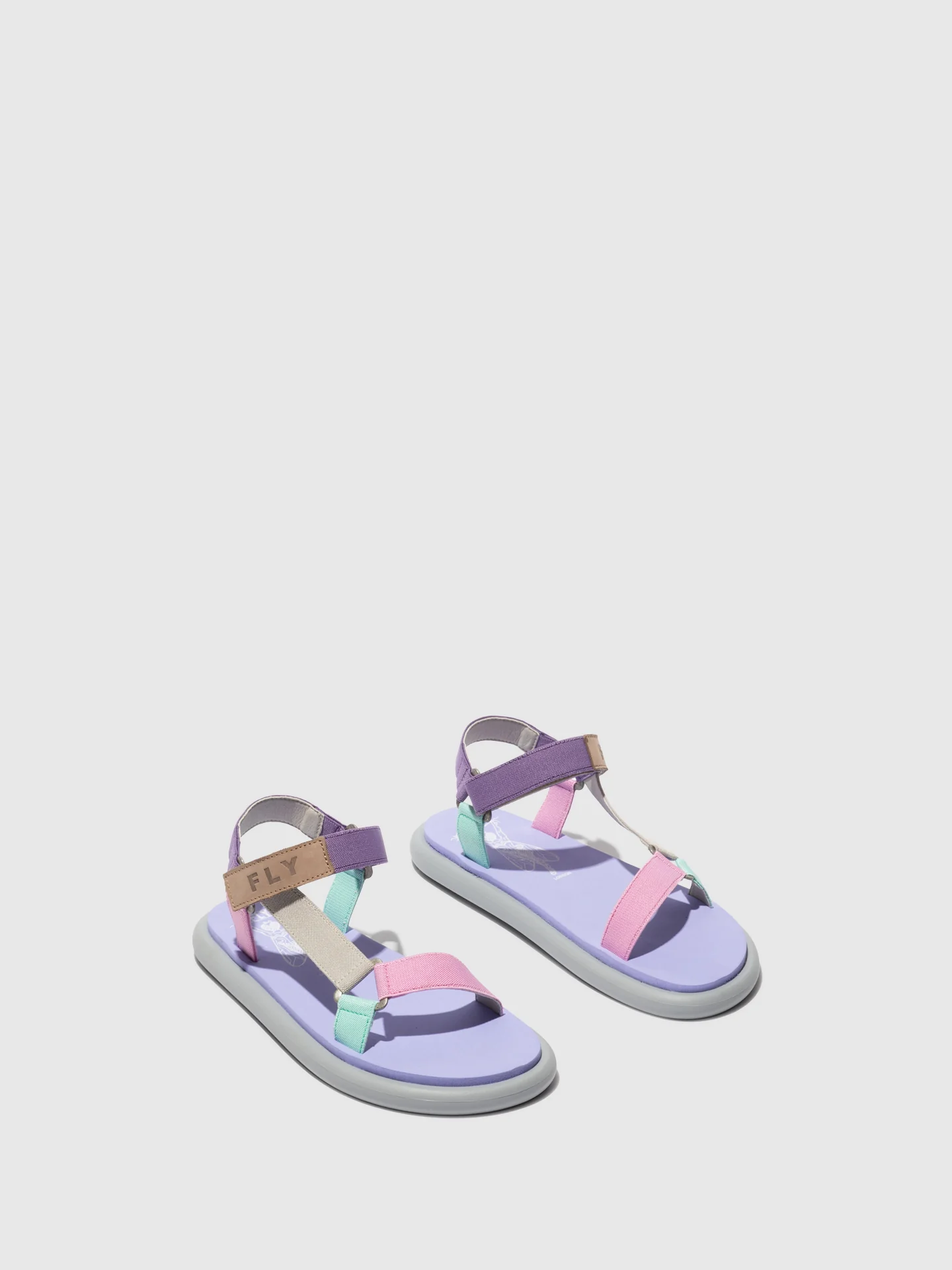 T-Strap Sandals OLIE072FLY CONCRETE/MULTICOLOR/VIOLET - Image 2