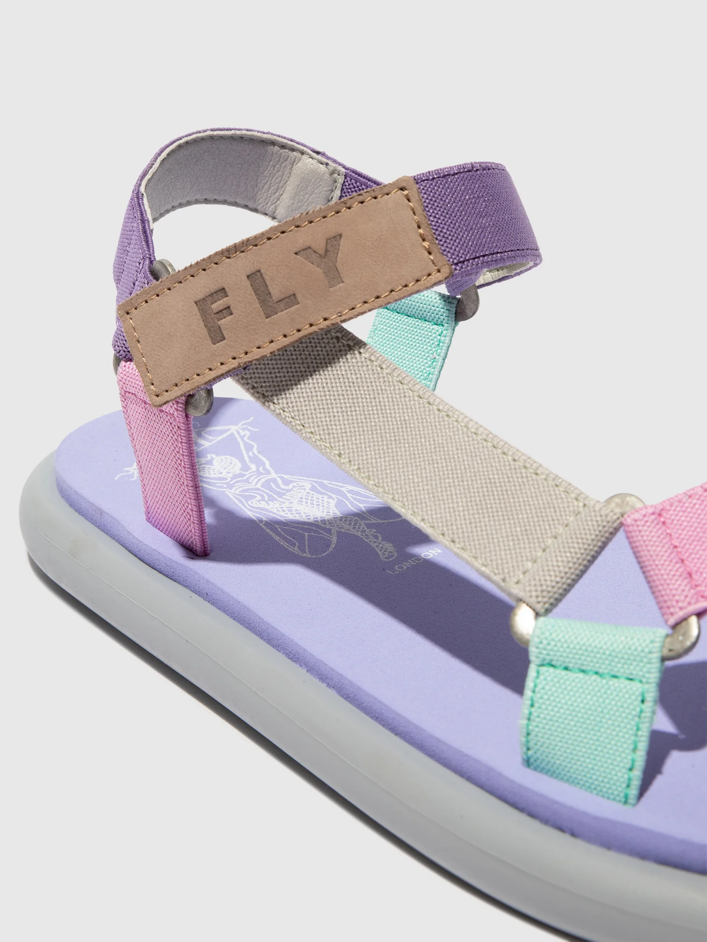 T-Strap Sandals OLIE072FLY CONCRETE/MULTICOLOR/VIOLET - Image 4