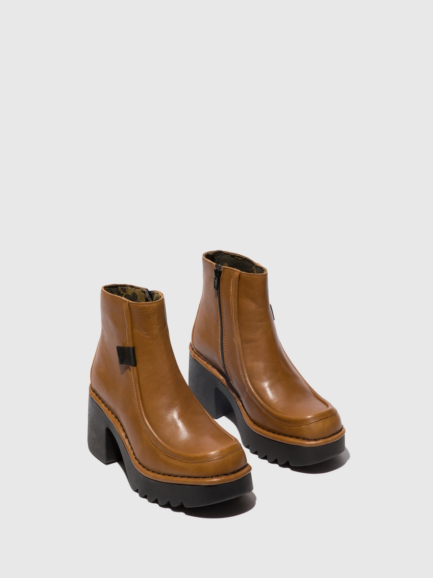 Zip Up Ankle Boots MITE249FLY CUOIO - Image 2
